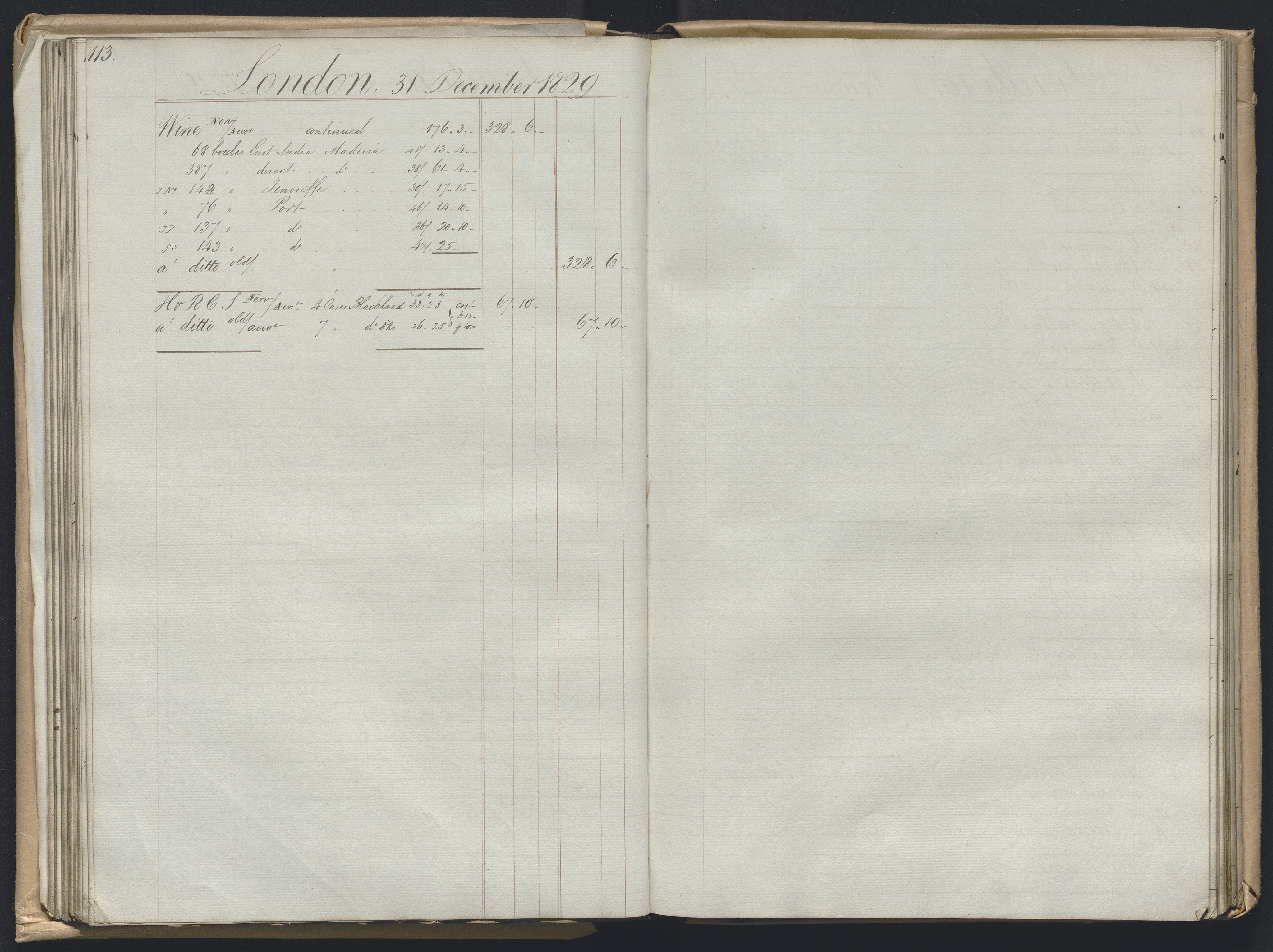 Smith, Goodhall & Reeves, AV/RA-PA-0586/R/L0001: Dagbok (Daybook) A, 1829-1831, p. 113-114