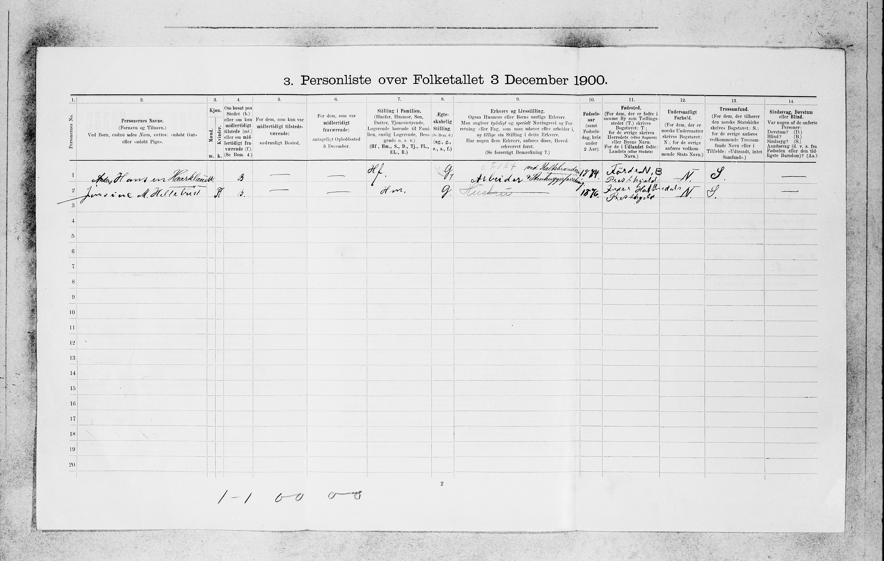 SAB, 1900 census for Bergen, 1900, p. 25856