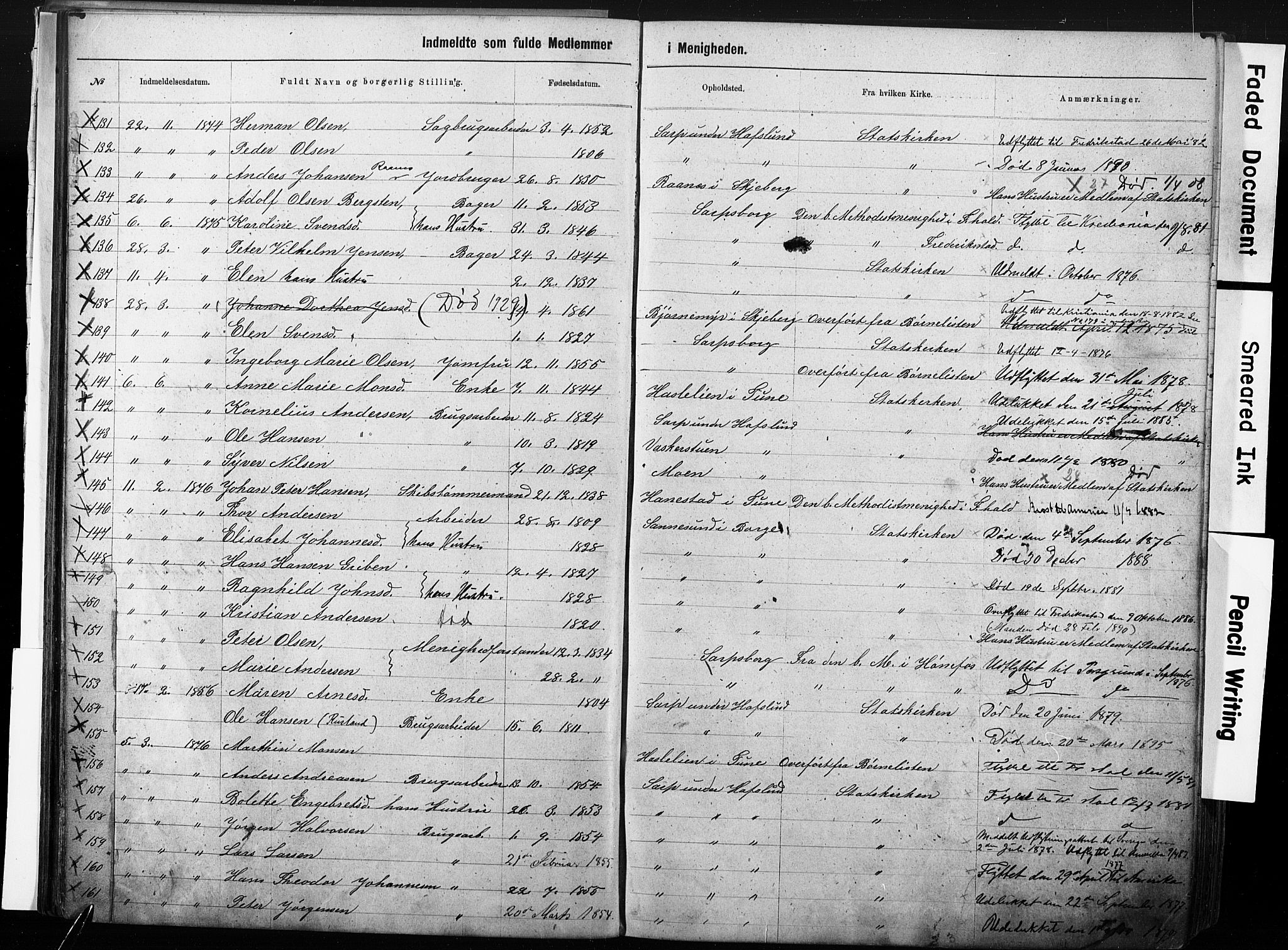 Sarpsborg metodistkirke, AV/SAO-PAO-0233/A/L0003: Dissenter register no. 3, 1856-1893