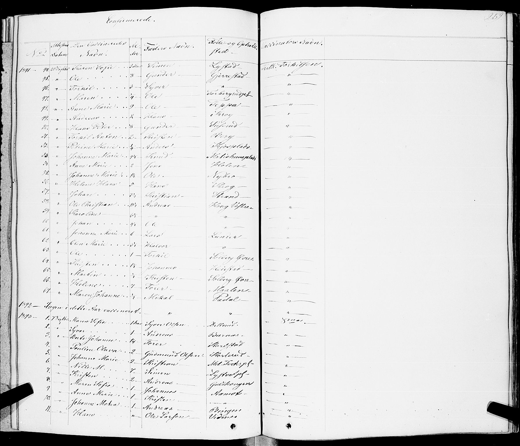 Skiptvet prestekontor Kirkebøker, AV/SAO-A-20009/F/Fa/L0006: Parish register (official) no. 6, 1839-1860, p. 259