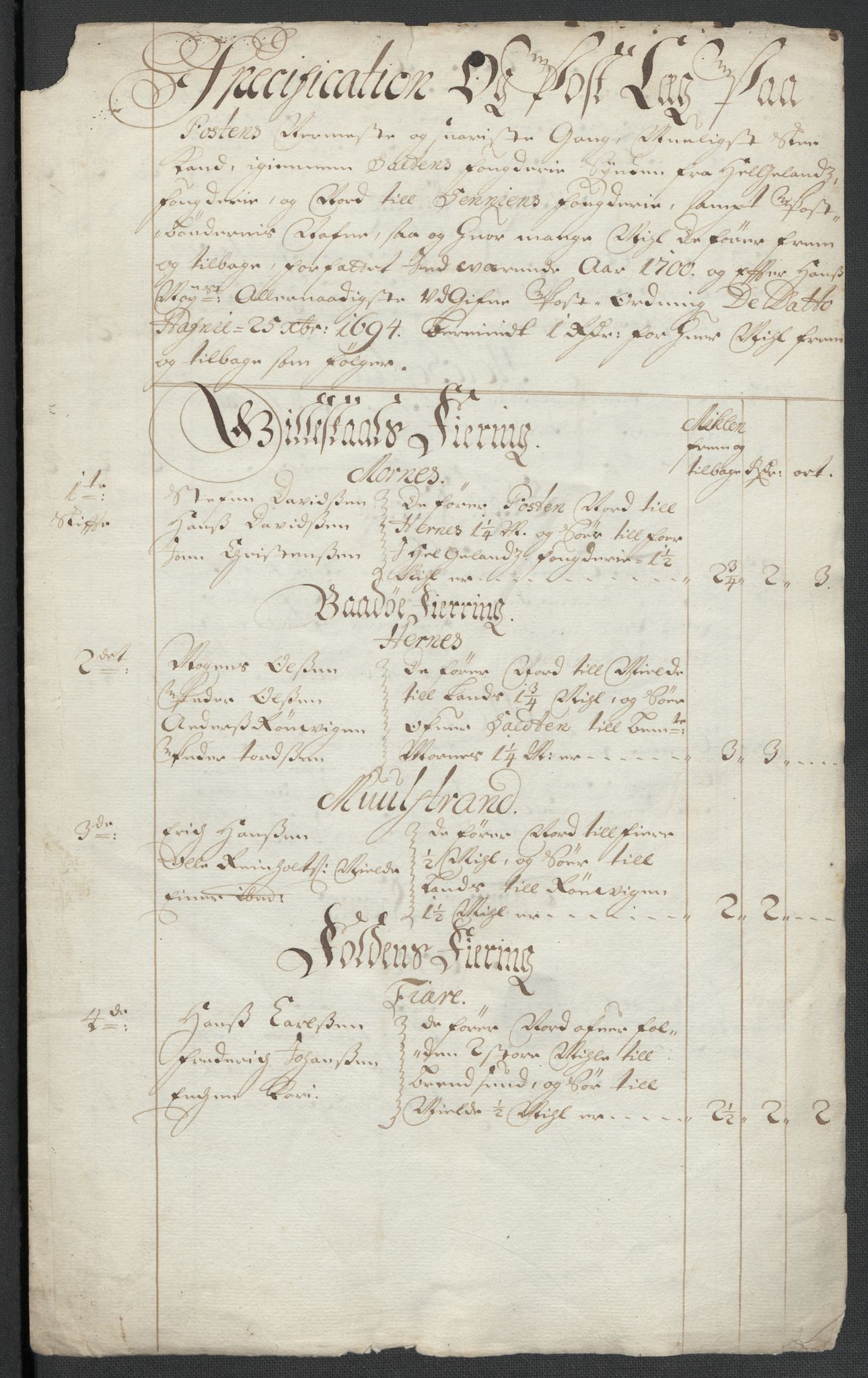 Rentekammeret inntil 1814, Reviderte regnskaper, Fogderegnskap, RA/EA-4092/R66/L4579: Fogderegnskap Salten, 1697-1700, p. 418