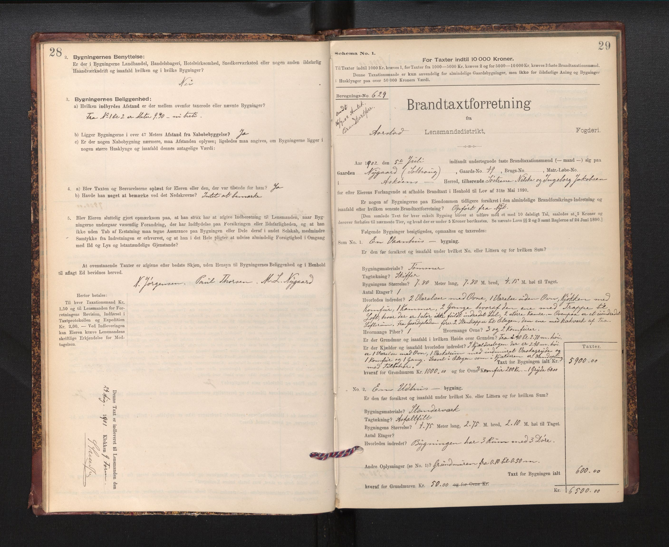 Lensmannen i Årstad, SAB/A-36201/0012/L0013: Branntakstprotokoll,skjematakst, 1901-1907, p. 28-29