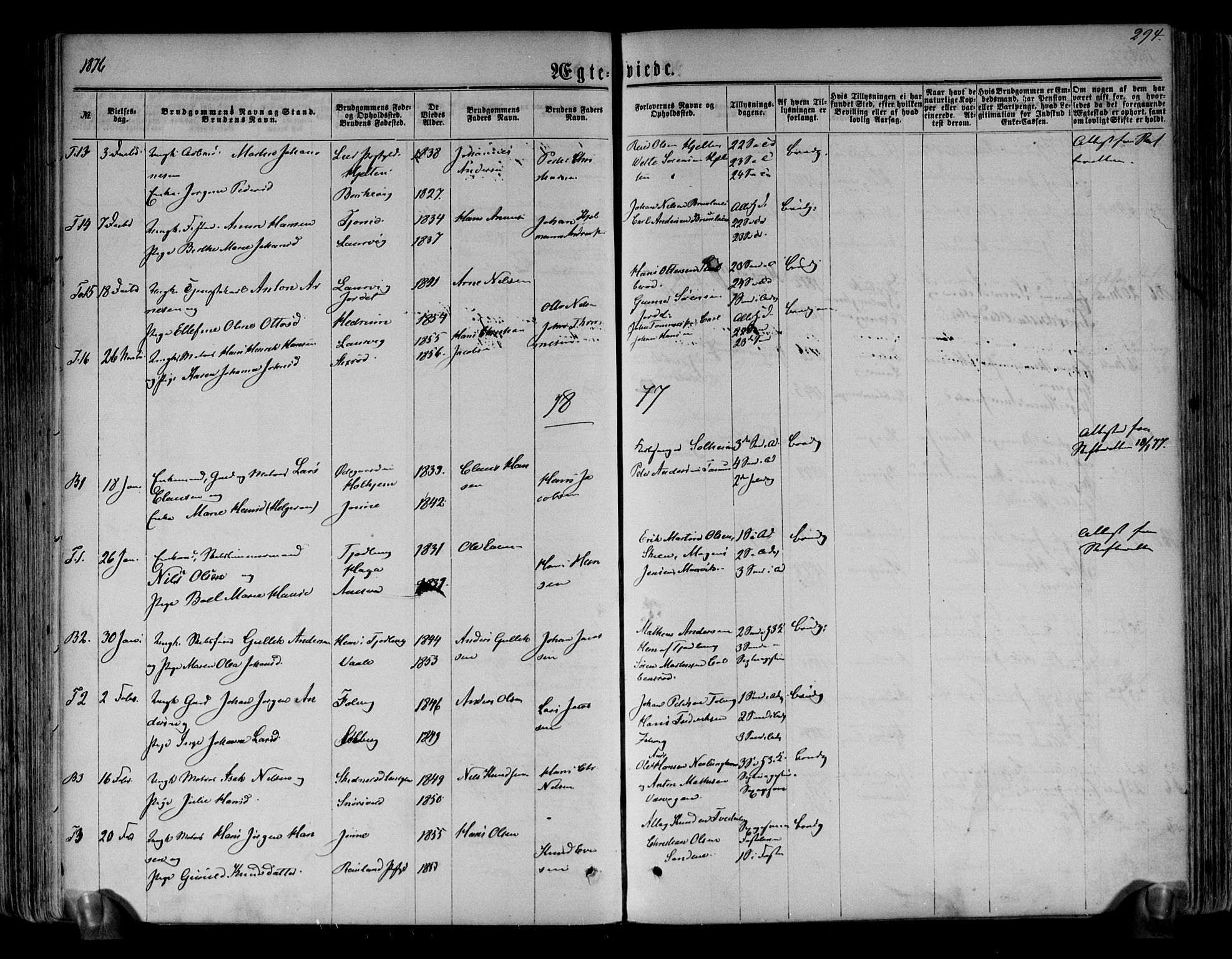 Brunlanes kirkebøker, AV/SAKO-A-342/F/Fa/L0005: Parish register (official) no. I 5, 1862-1877, p. 294