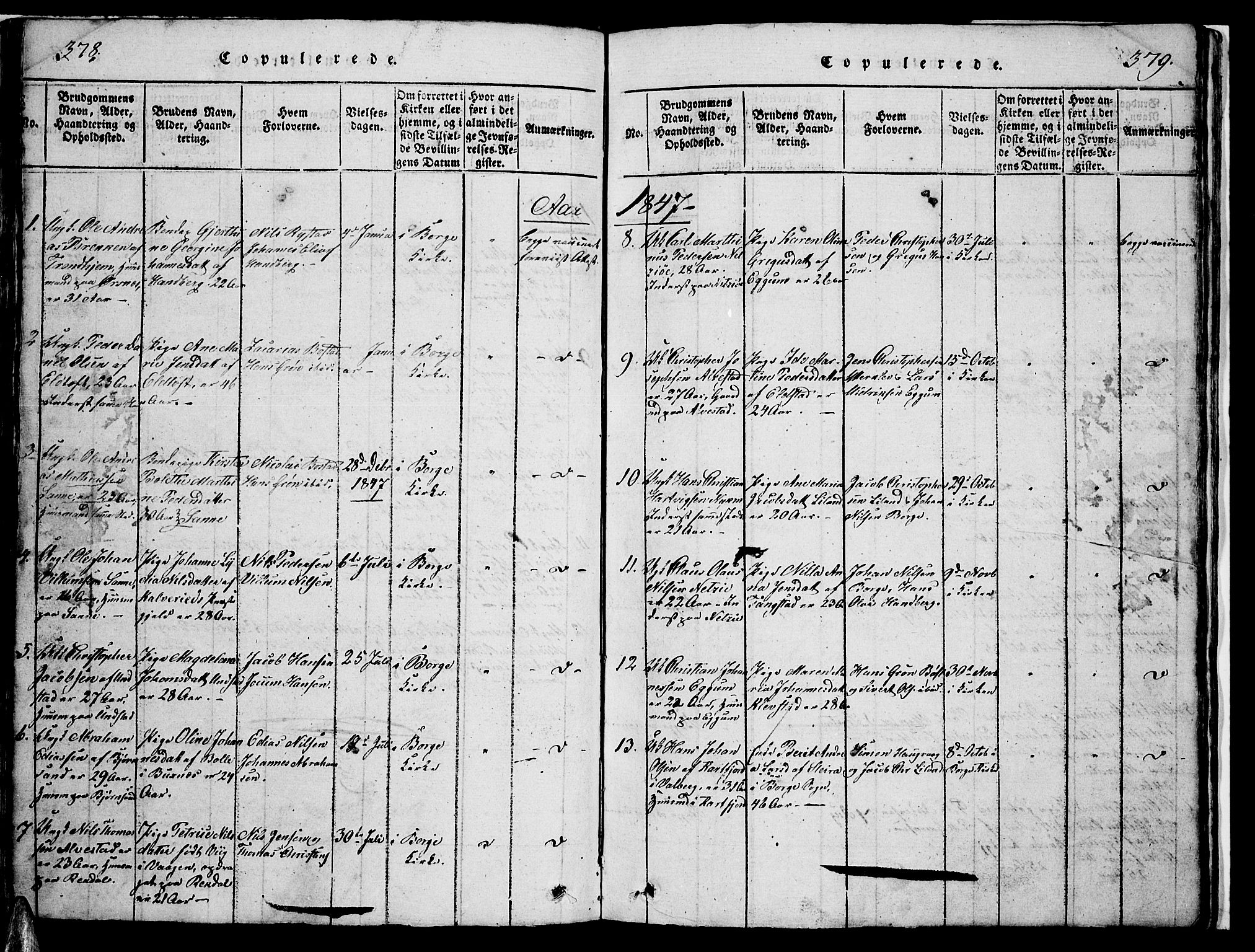 Ministerialprotokoller, klokkerbøker og fødselsregistre - Nordland, AV/SAT-A-1459/880/L1139: Parish register (copy) no. 880C01, 1836-1857, p. 378-379