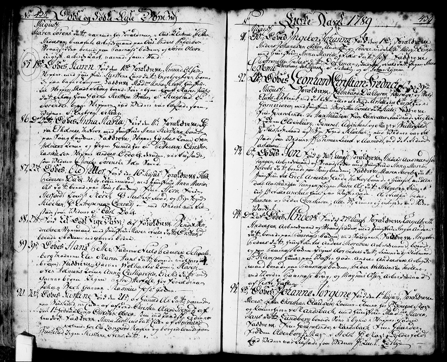 Halden prestekontor Kirkebøker, SAO/A-10909/F/Fa/L0001: Parish register (official) no. I 1, 1758-1791, p. 438-439