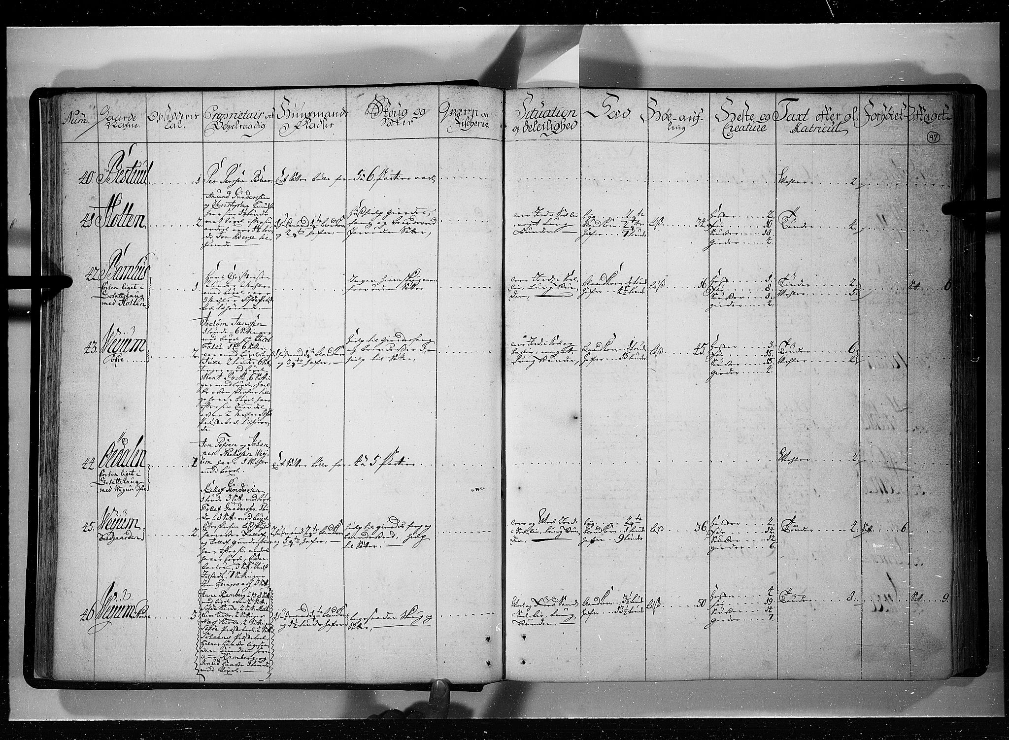 Rentekammeret inntil 1814, Realistisk ordnet avdeling, AV/RA-EA-4070/N/Nb/Nbf/L0121: Øvre og Nedre Telemark eksaminasjonsprotokoll, 1723, p. 46b-47a