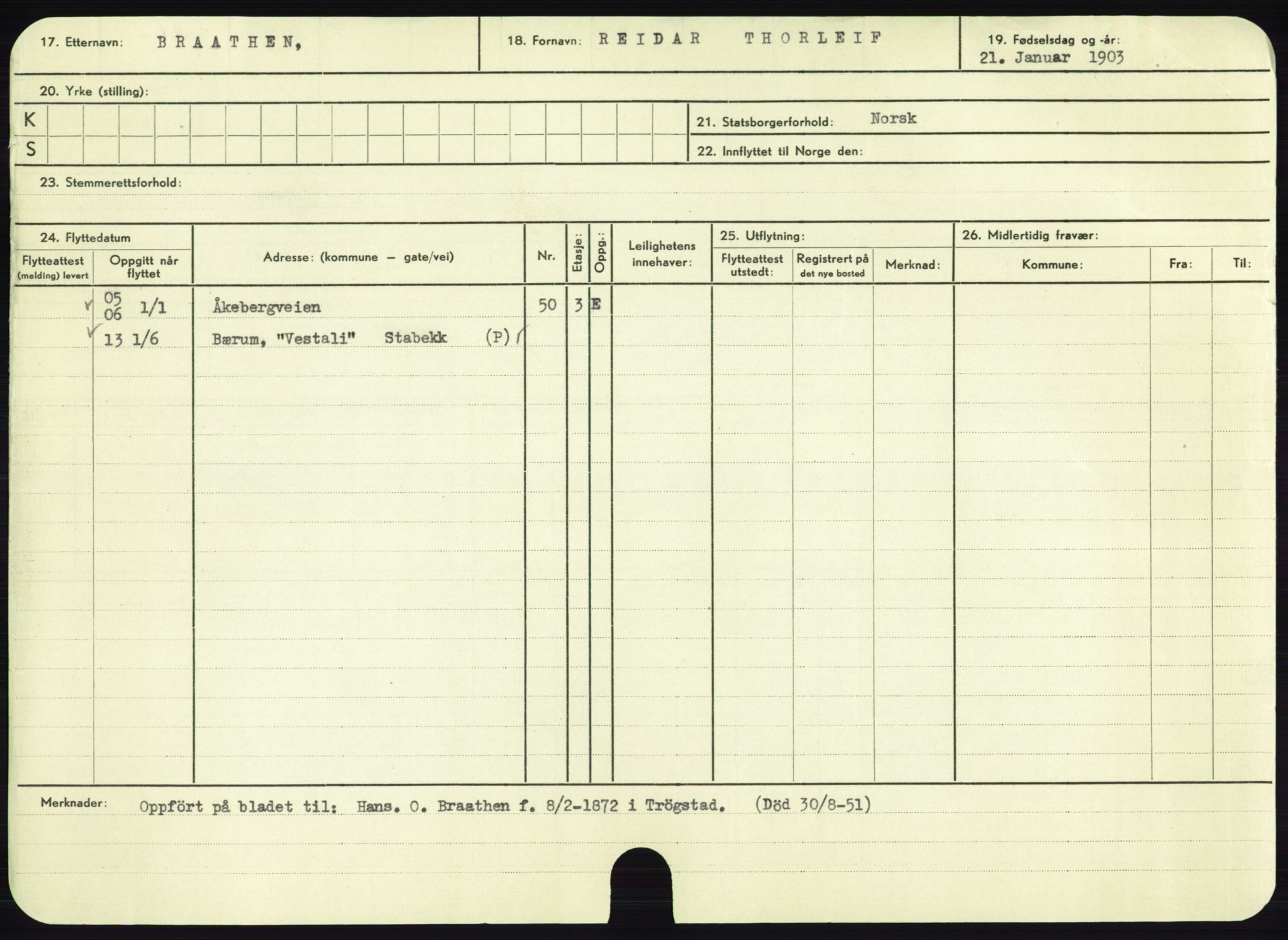 Oslo folkeregister, Registerkort, AV/SAO-A-11715/F/Fa/Fac/L0002: Menn, 1906-1914, p. 198a