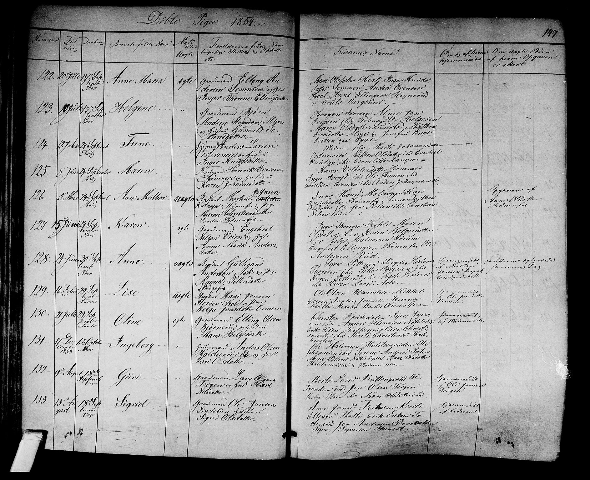 Norderhov kirkebøker, AV/SAKO-A-237/F/Fa/L0011: Parish register (official) no. 11, 1847-1856, p. 147