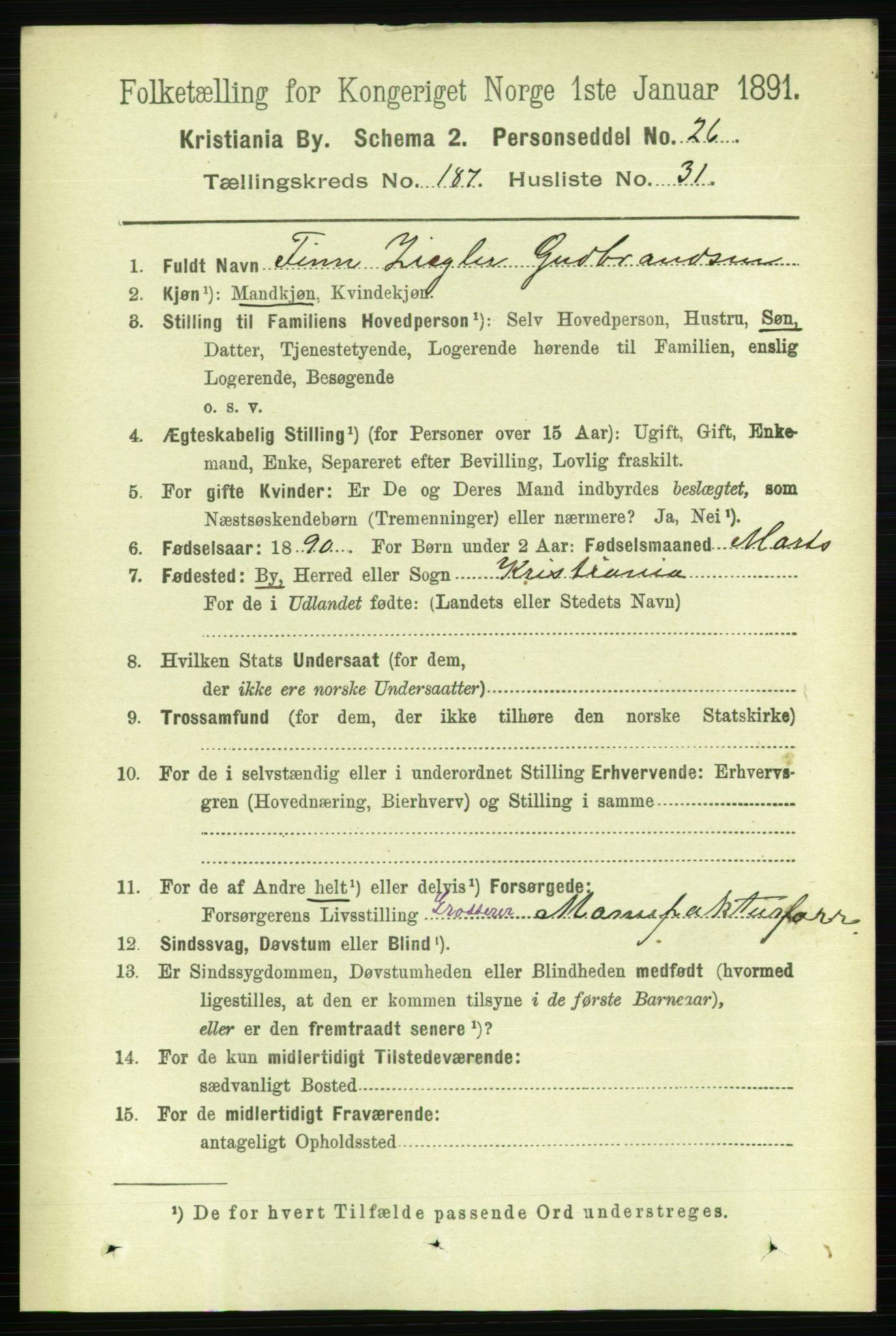 RA, 1891 census for 0301 Kristiania, 1891, p. 112450