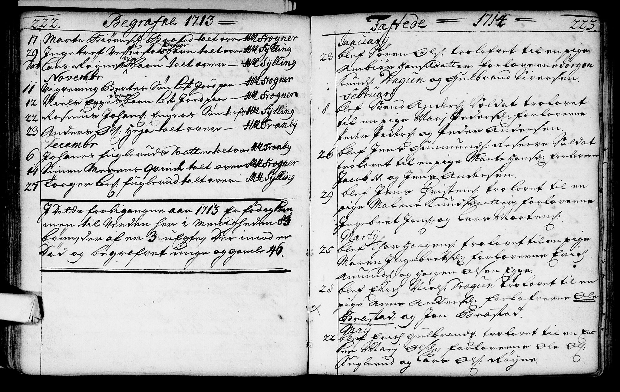 Lier kirkebøker, AV/SAKO-A-230/F/Fa/L0002: Parish register (official) no. I 2, 1701-1726, p. 222-223