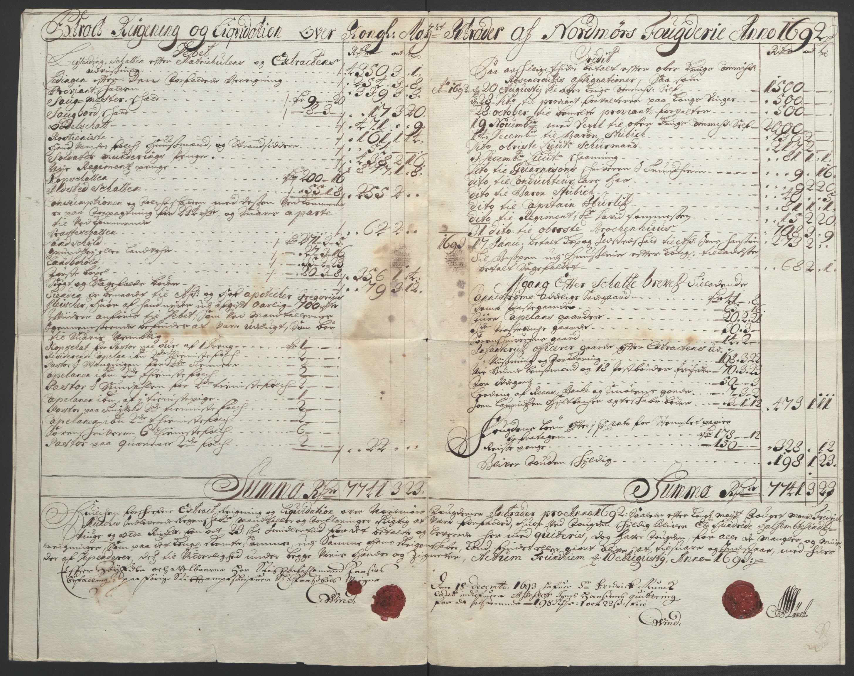 Rentekammeret inntil 1814, Reviderte regnskaper, Fogderegnskap, AV/RA-EA-4092/R56/L3735: Fogderegnskap Nordmøre, 1692-1693, p. 237