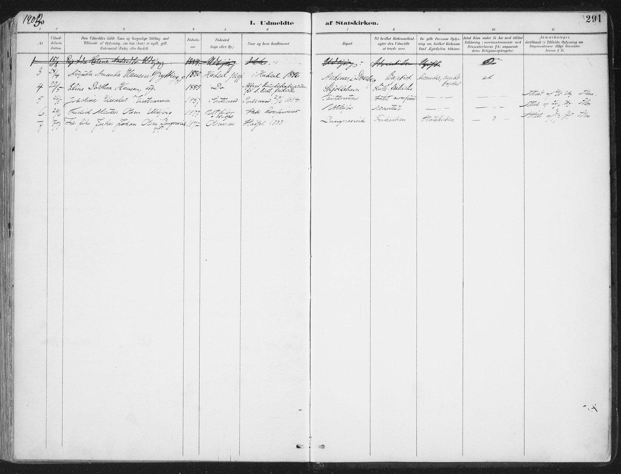 Ministerialprotokoller, klokkerbøker og fødselsregistre - Nordland, AV/SAT-A-1459/888/L1246: Parish register (official) no. 888A12, 1891-1903, p. 291