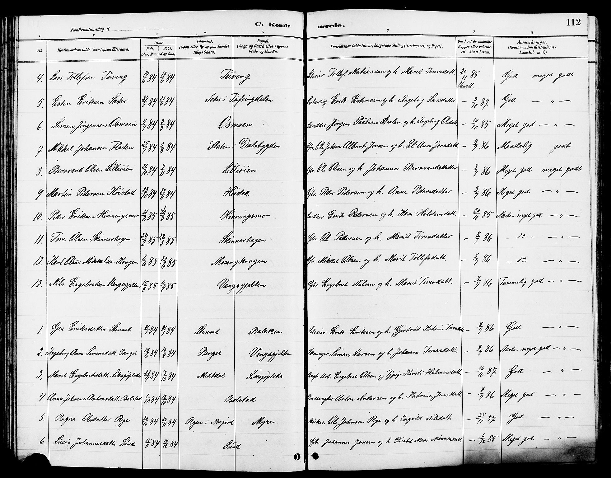 Tolga prestekontor, AV/SAH-PREST-062/L/L0008: Parish register (copy) no. 8, 1887-1912, p. 112