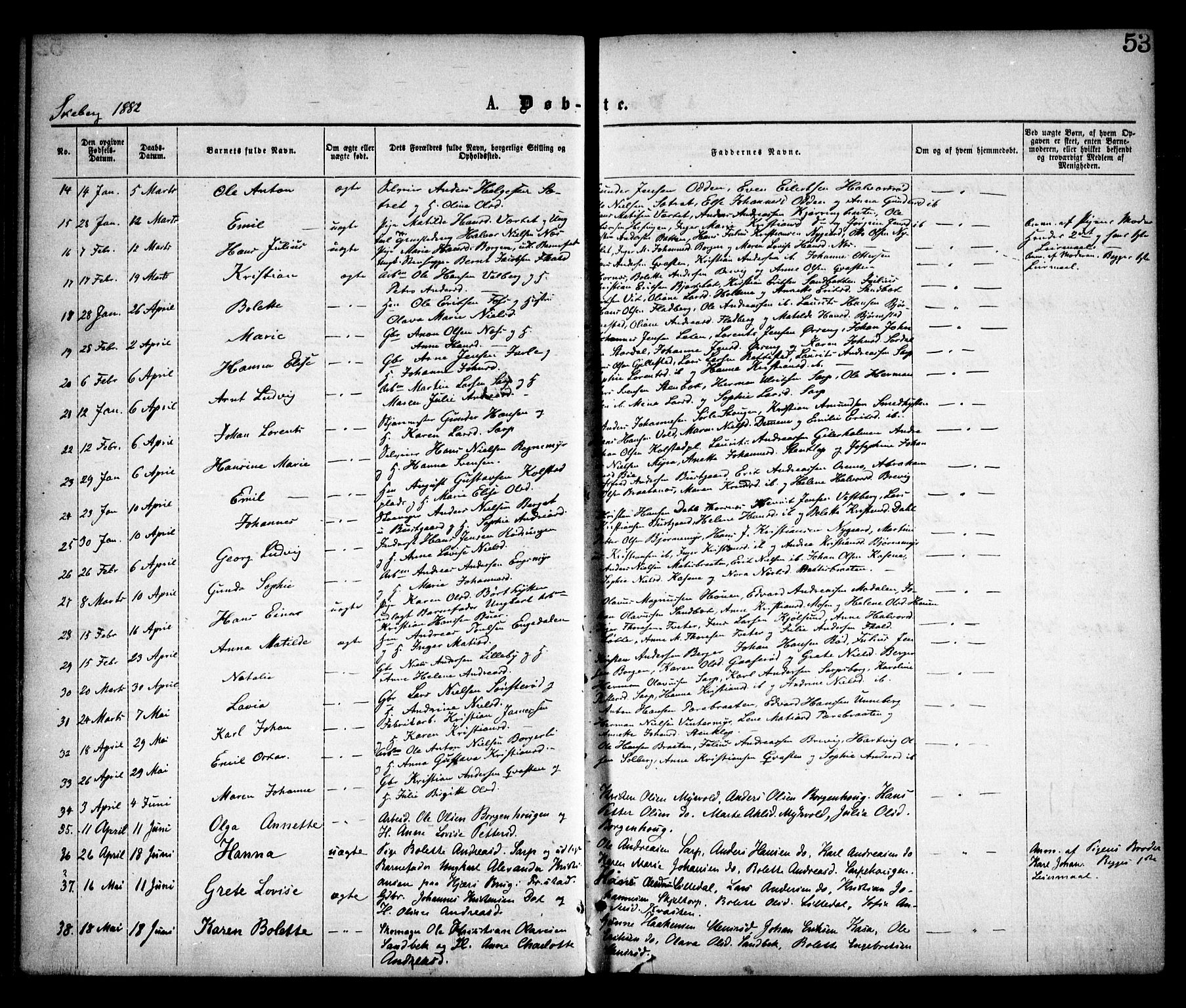 Skjeberg prestekontor Kirkebøker, AV/SAO-A-10923/F/Fa/L0008: Parish register (official) no. I 8, 1869-1885, p. 53