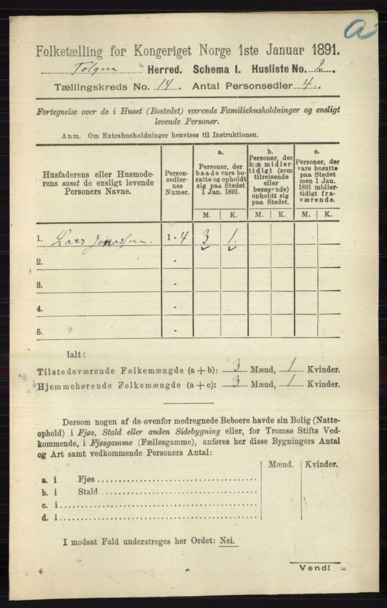 RA, 1891 census for 0436 Tolga, 1891, p. 4082