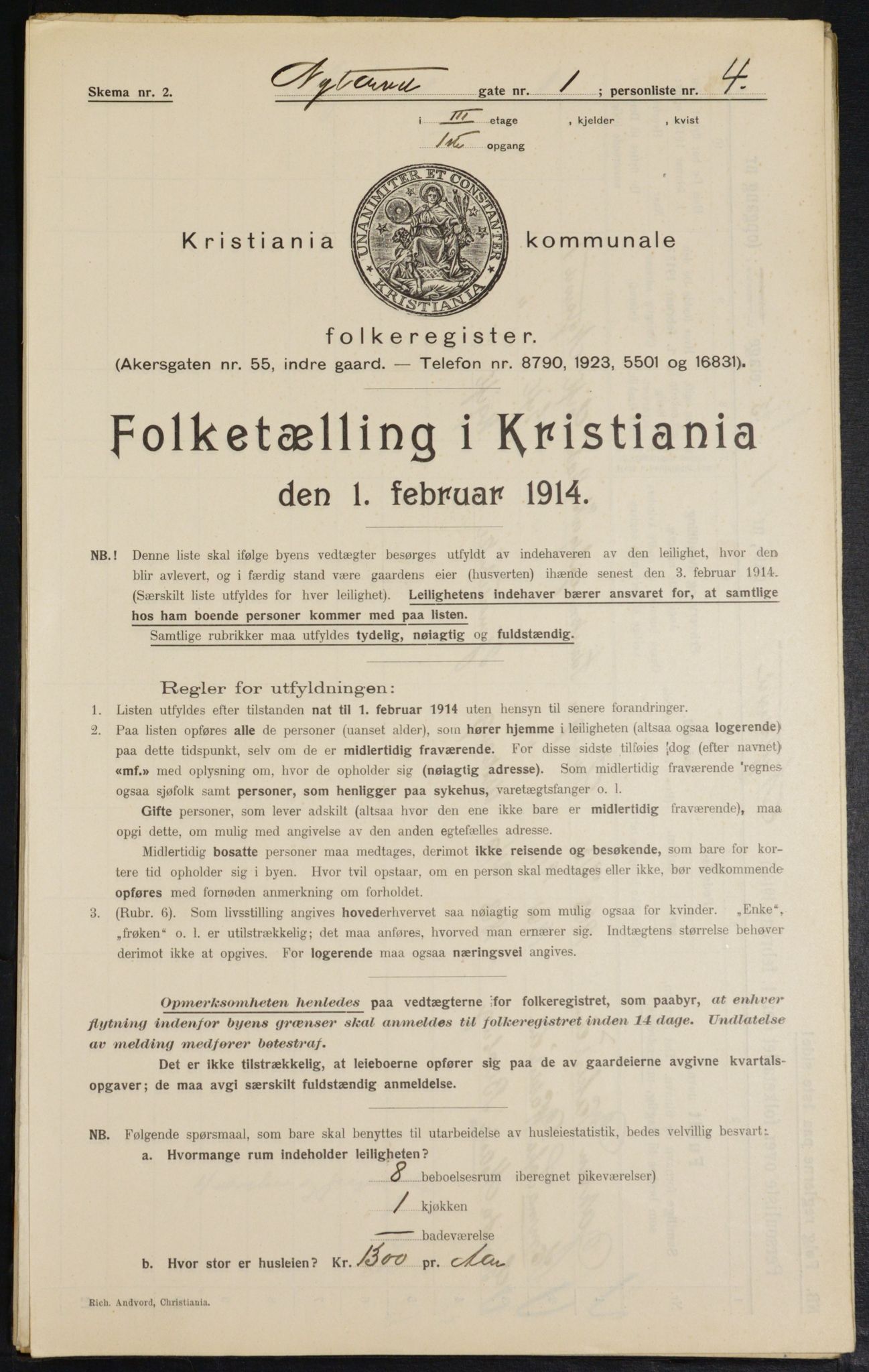 OBA, Municipal Census 1914 for Kristiania, 1914, p. 74027