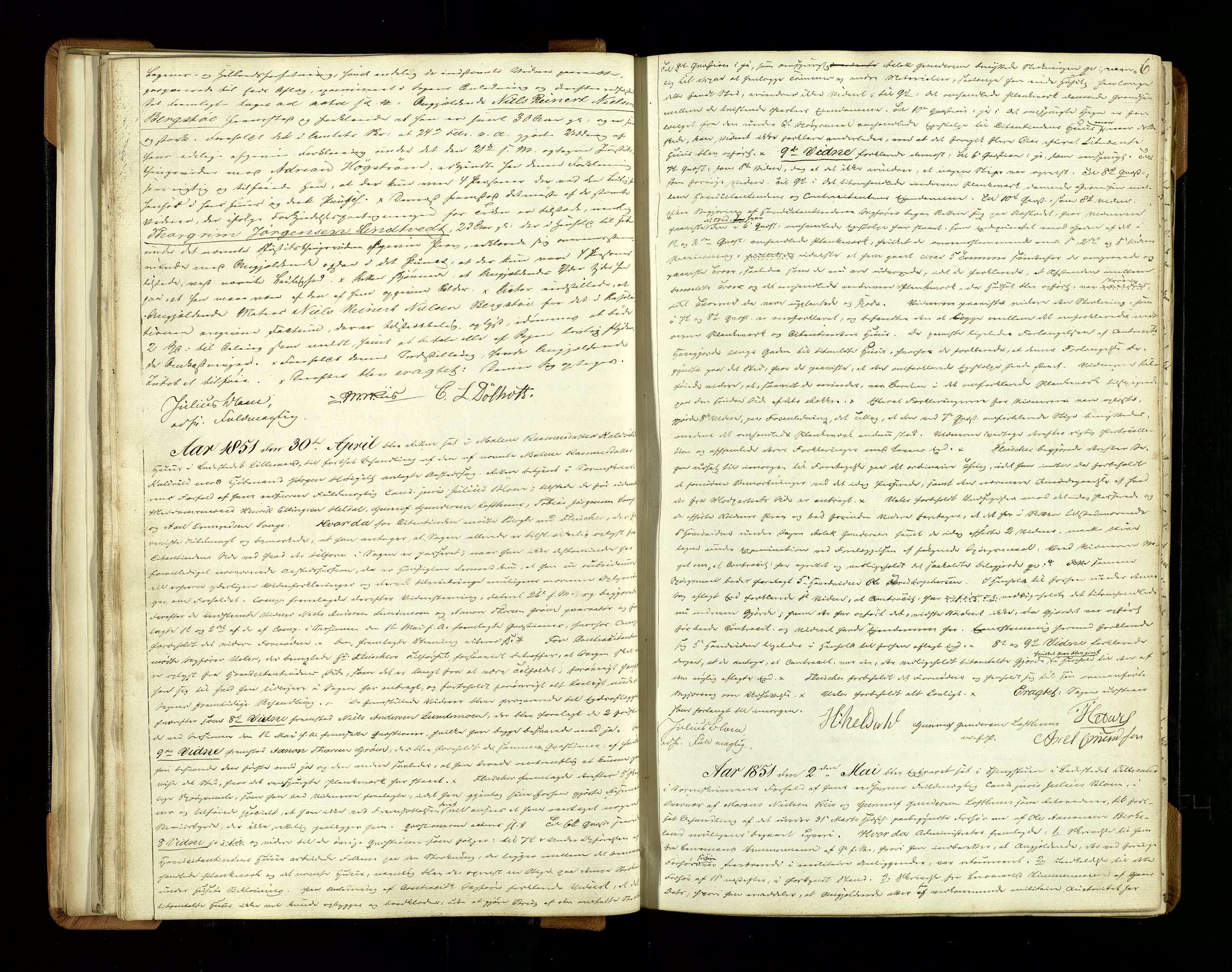 Vestre Nedenes/Sand sorenskriveri, AV/SAK-1221-0010/F/Fb/L0006: Ekstrarettsprotokoll nr. 6, 1851-1856, p. 6