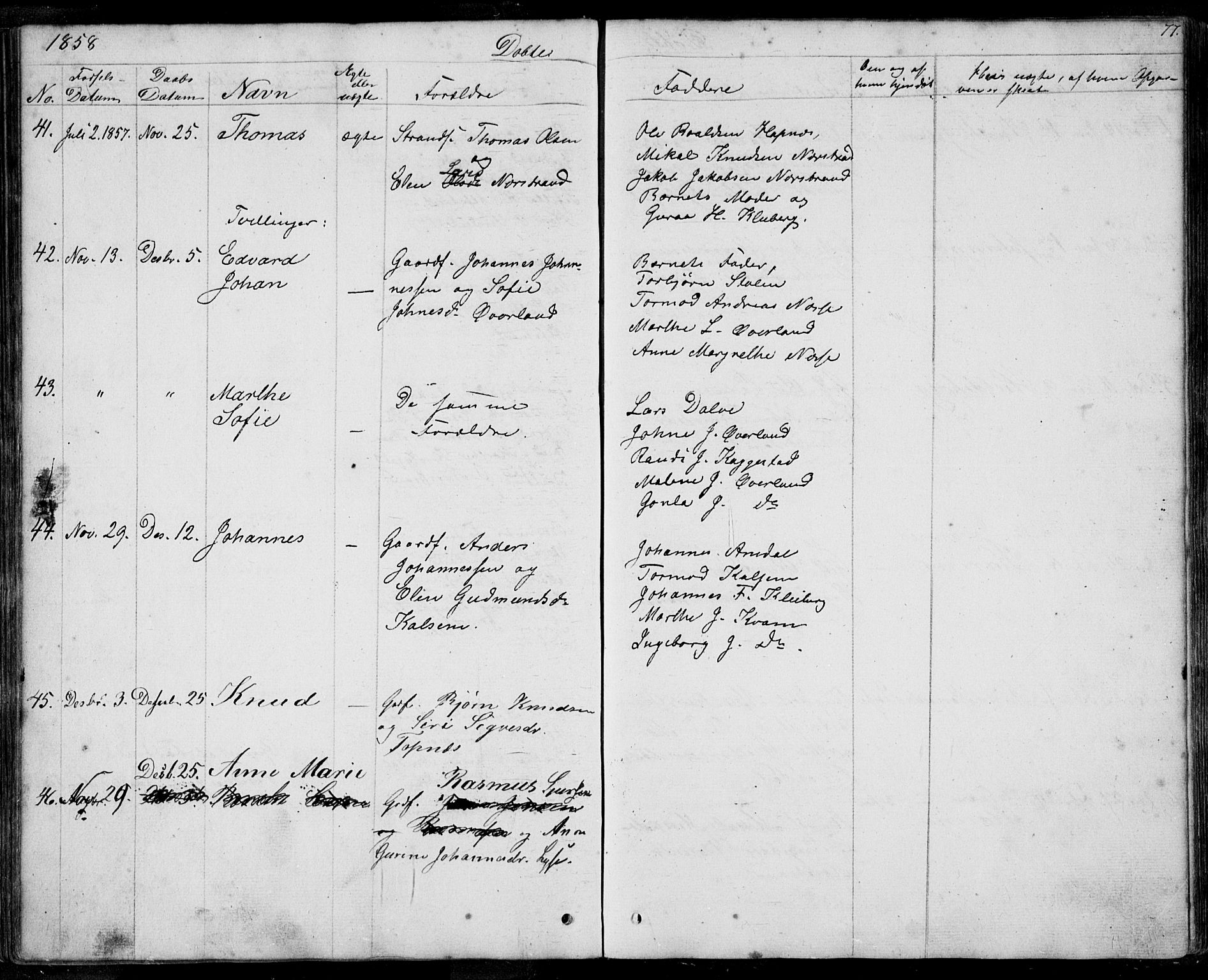 Nedstrand sokneprestkontor, SAST/A-101841/01/IV: Parish register (official) no. A 8, 1839-1860, p. 77