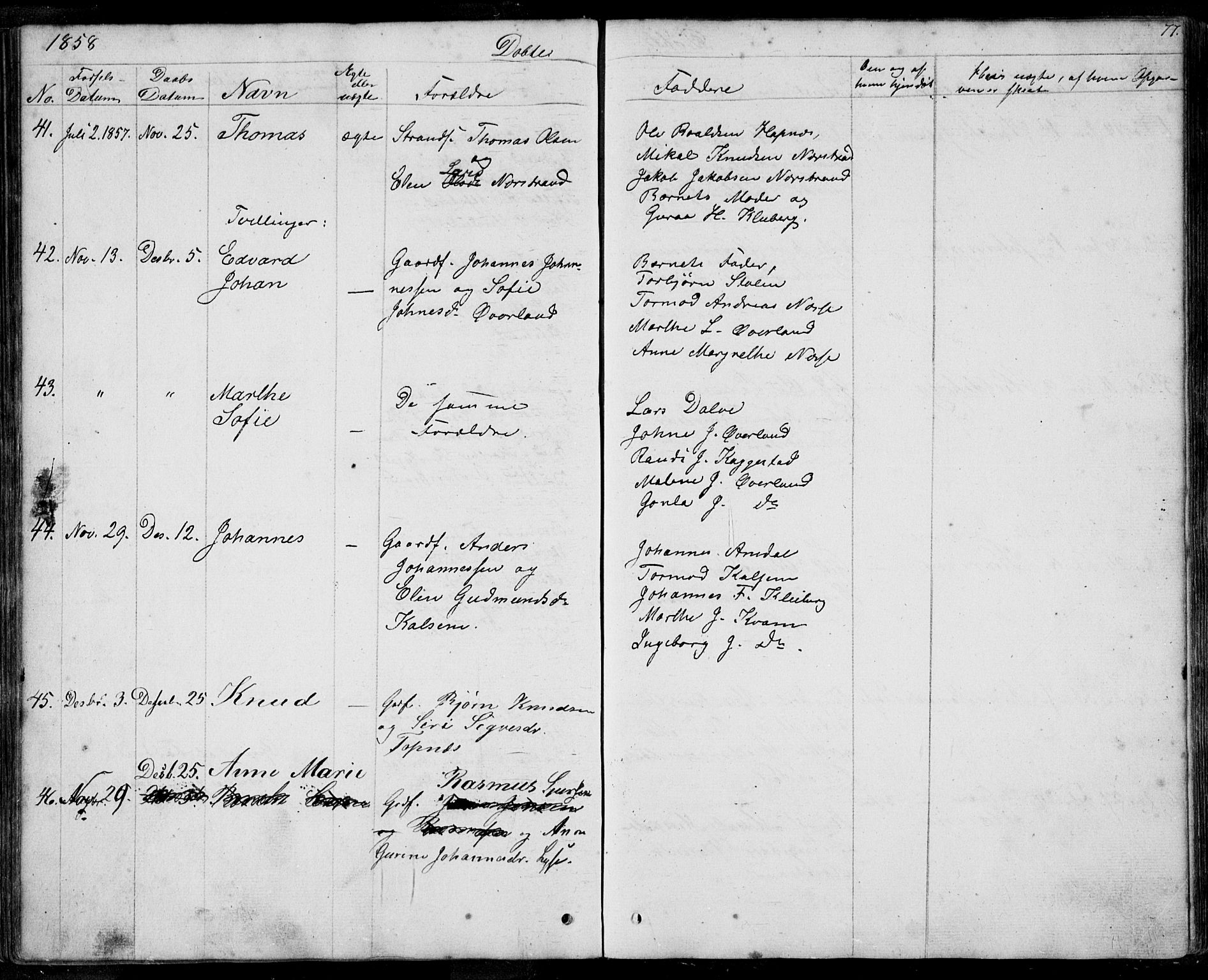 Nedstrand sokneprestkontor, AV/SAST-A-101841/01/IV: Parish register (official) no. A 8, 1839-1860, p. 77