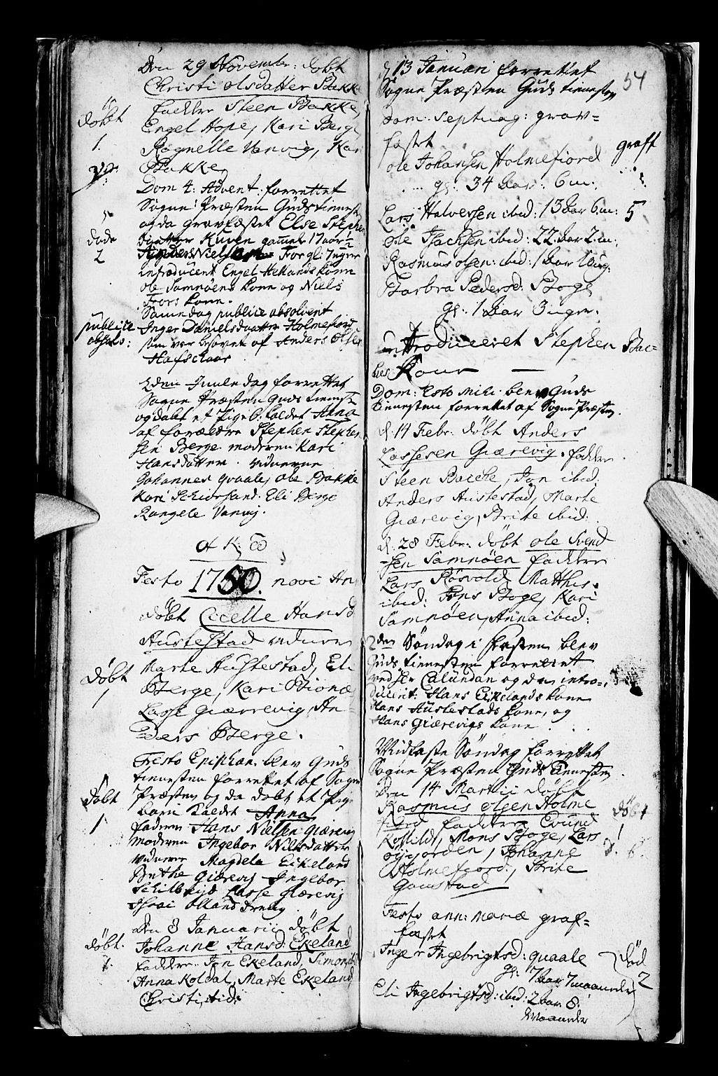 Os sokneprestembete, SAB/A-99929: Parish register (official) no. A 7, 1723-1760, p. 54
