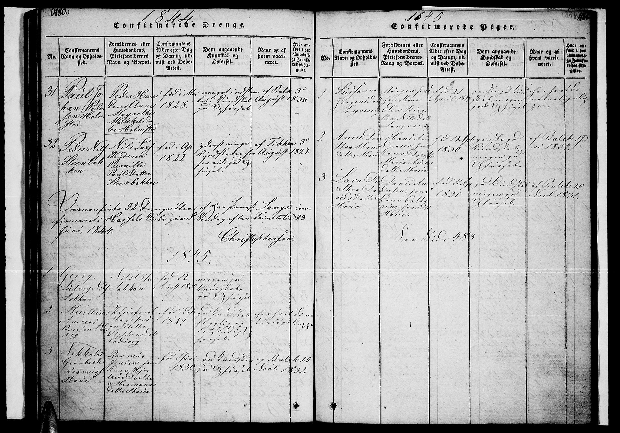 Ministerialprotokoller, klokkerbøker og fødselsregistre - Nordland, AV/SAT-A-1459/888/L1263: Parish register (copy) no. 888C02 /1, 1820-1850, p. 480-481