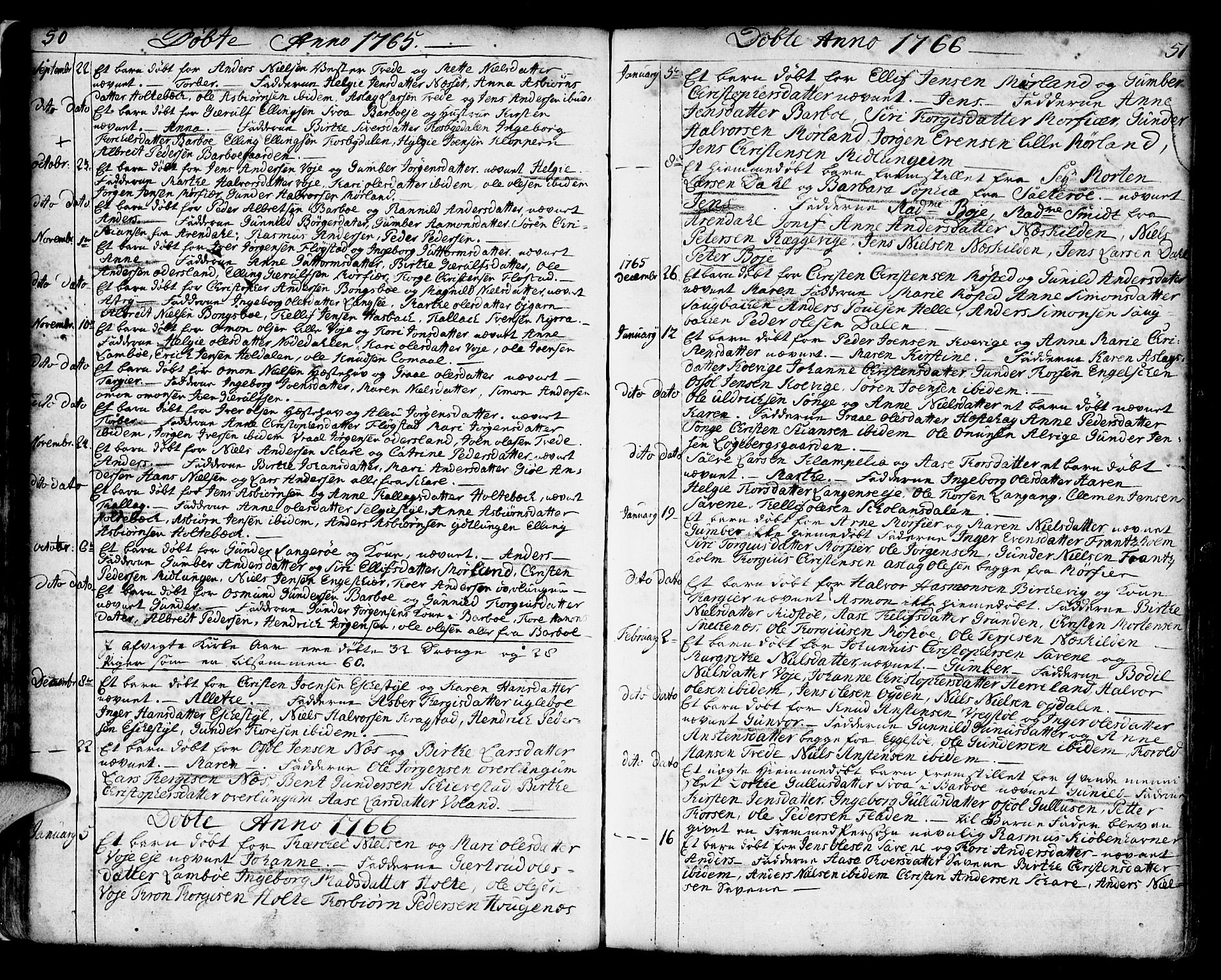 Austre Moland sokneprestkontor, SAK/1111-0001/F/Fa/Faa/L0002: Parish register (official) no. A 2, 1747-1808, p. 50-51