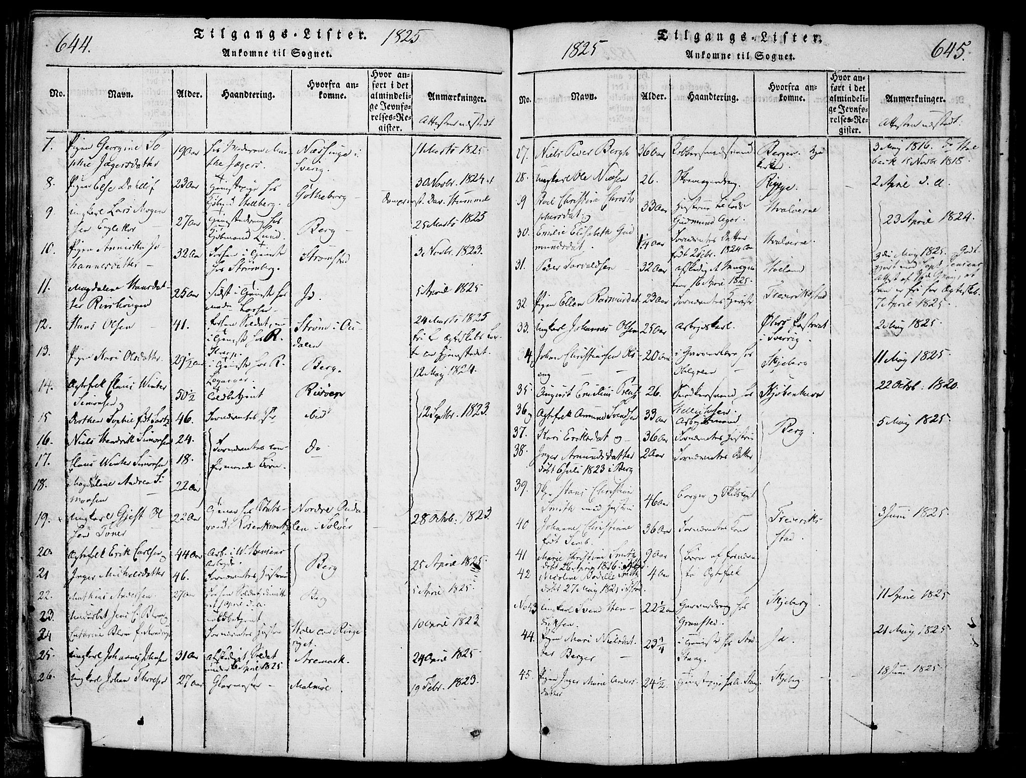 Halden prestekontor Kirkebøker, AV/SAO-A-10909/F/Fa/L0003: Parish register (official) no. I 3, 1815-1834, p. 644-645
