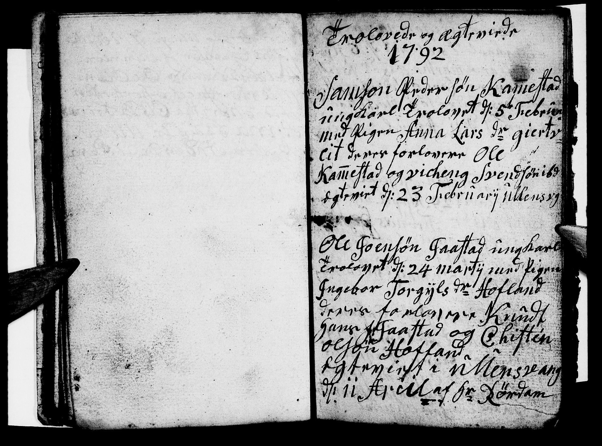Ullensvang sokneprestembete, SAB/A-78701/H/Hab: Parish register (copy) no. B 7, 1792-1797