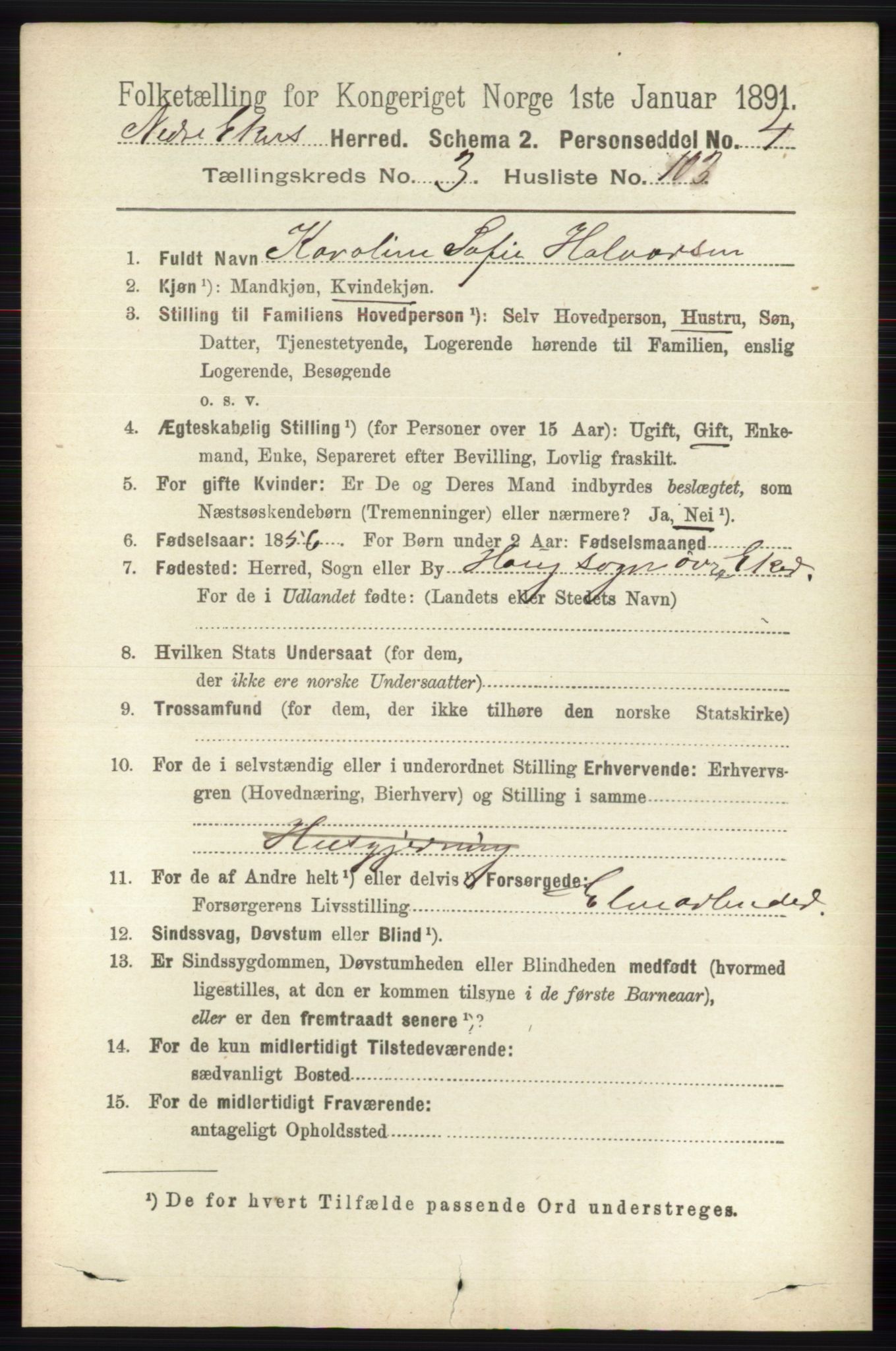 RA, 1891 census for 0625 Nedre Eiker, 1891, p. 1778