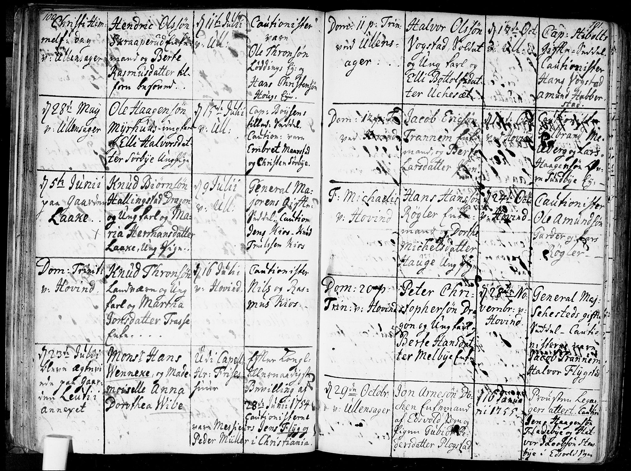 Ullensaker prestekontor Kirkebøker, SAO/A-10236a/F/Fa/L0010: Parish register (official) no. I 10, 1733-1776, p. 100-101
