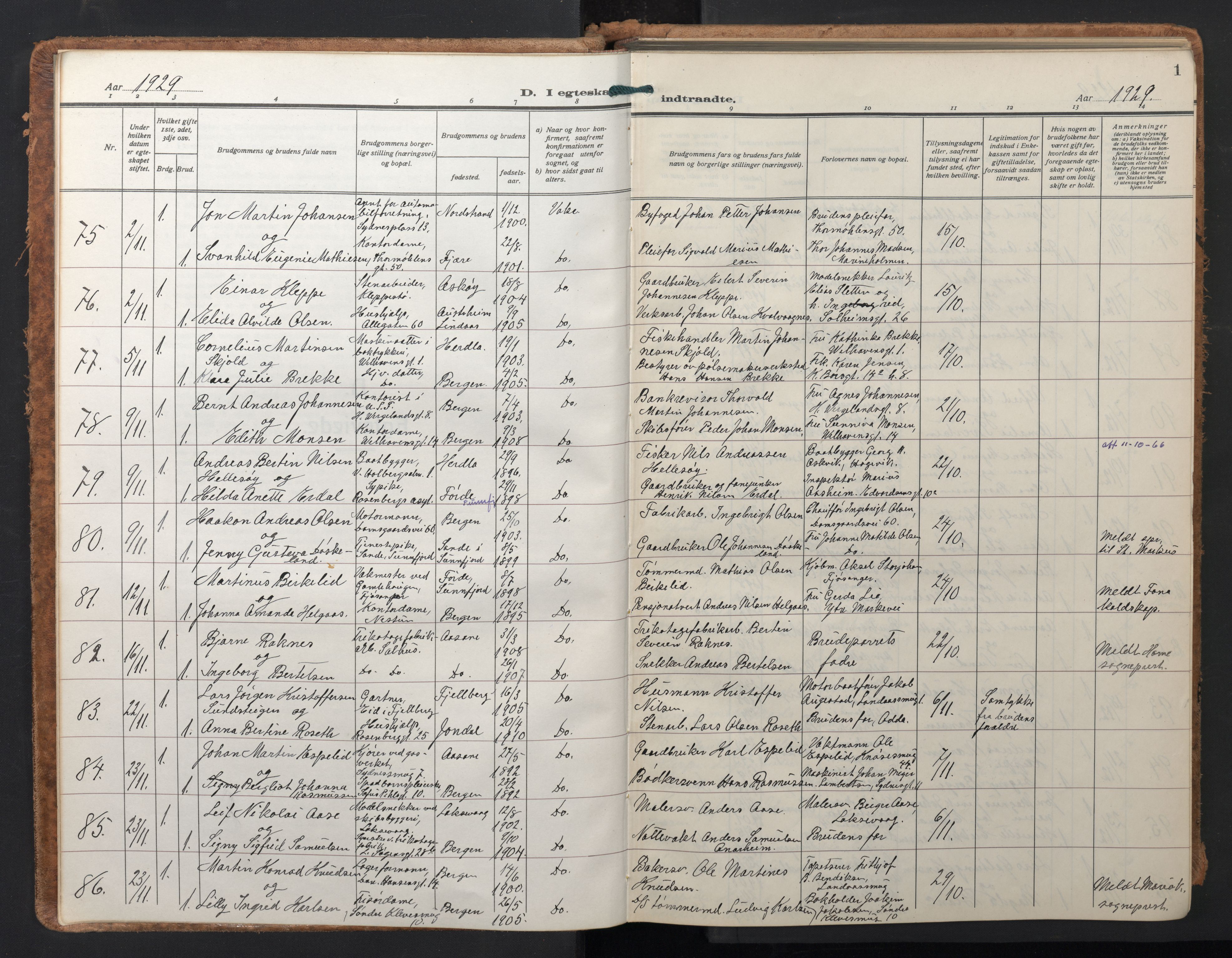 Johanneskirken sokneprestembete, SAB/A-76001/H/Hab: Parish register (copy) no. C 3, 1929-1949, p. 0b-1a