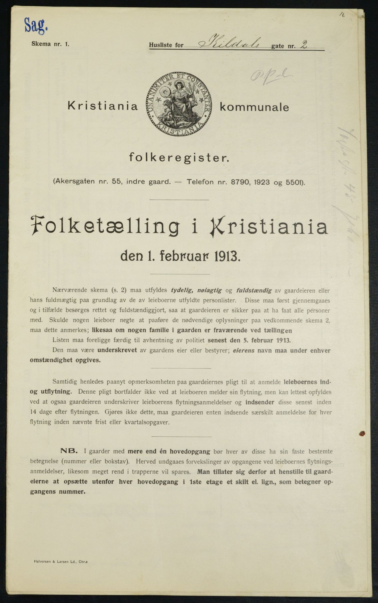 OBA, Municipal Census 1913 for Kristiania, 1913, p. 49227