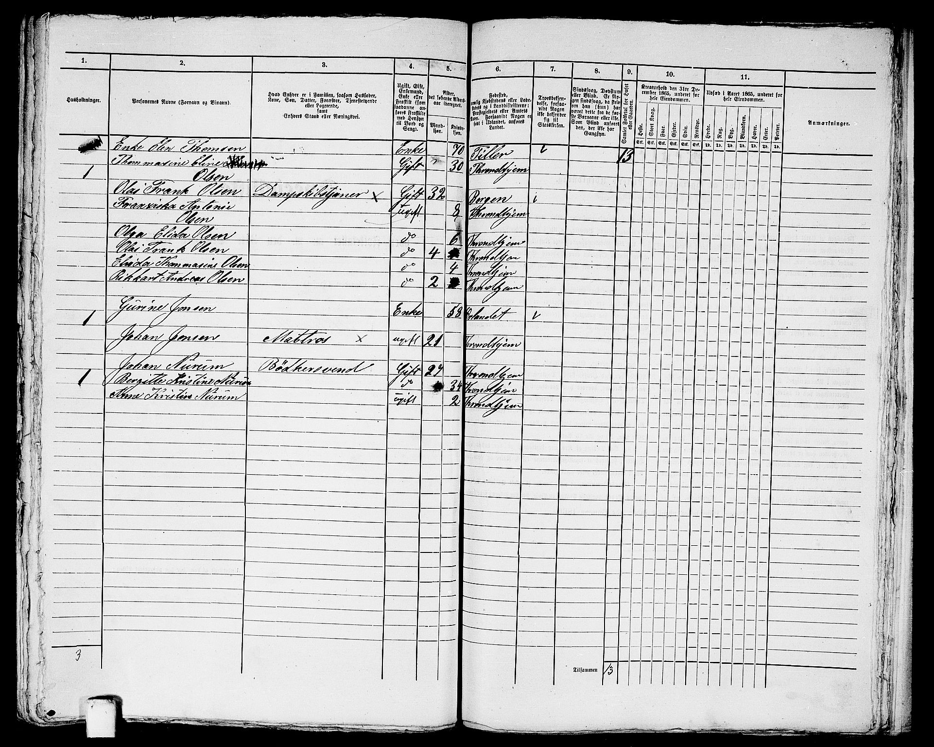 RA, 1865 census for Trondheim, 1865, p. 2002