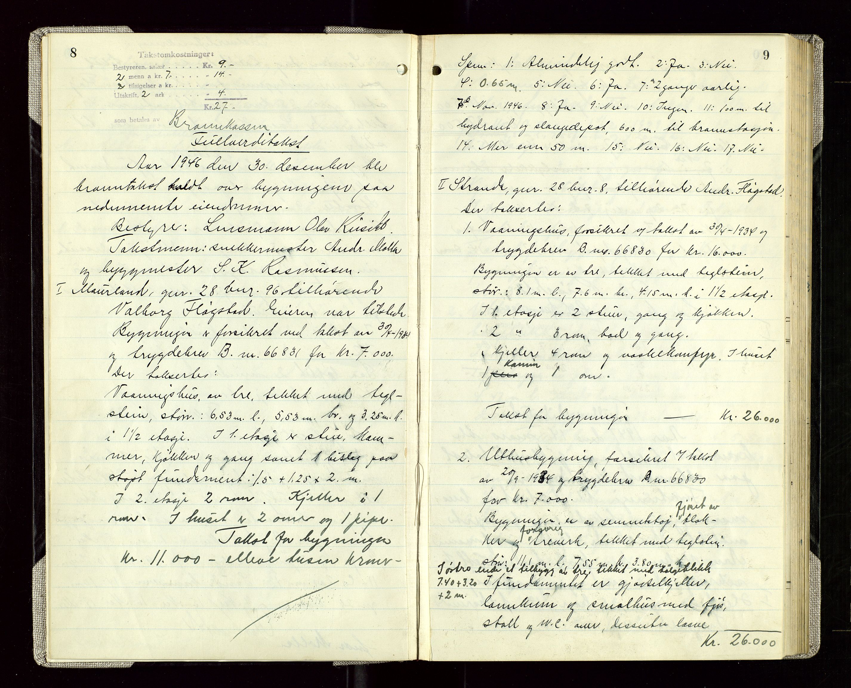 Sauda lensmannskontor, AV/SAST-A-100177/Goa/L0005: "Branntakstprotokoll for Sauda lensmannsdistrikt", 1946-1955, p. 8-9