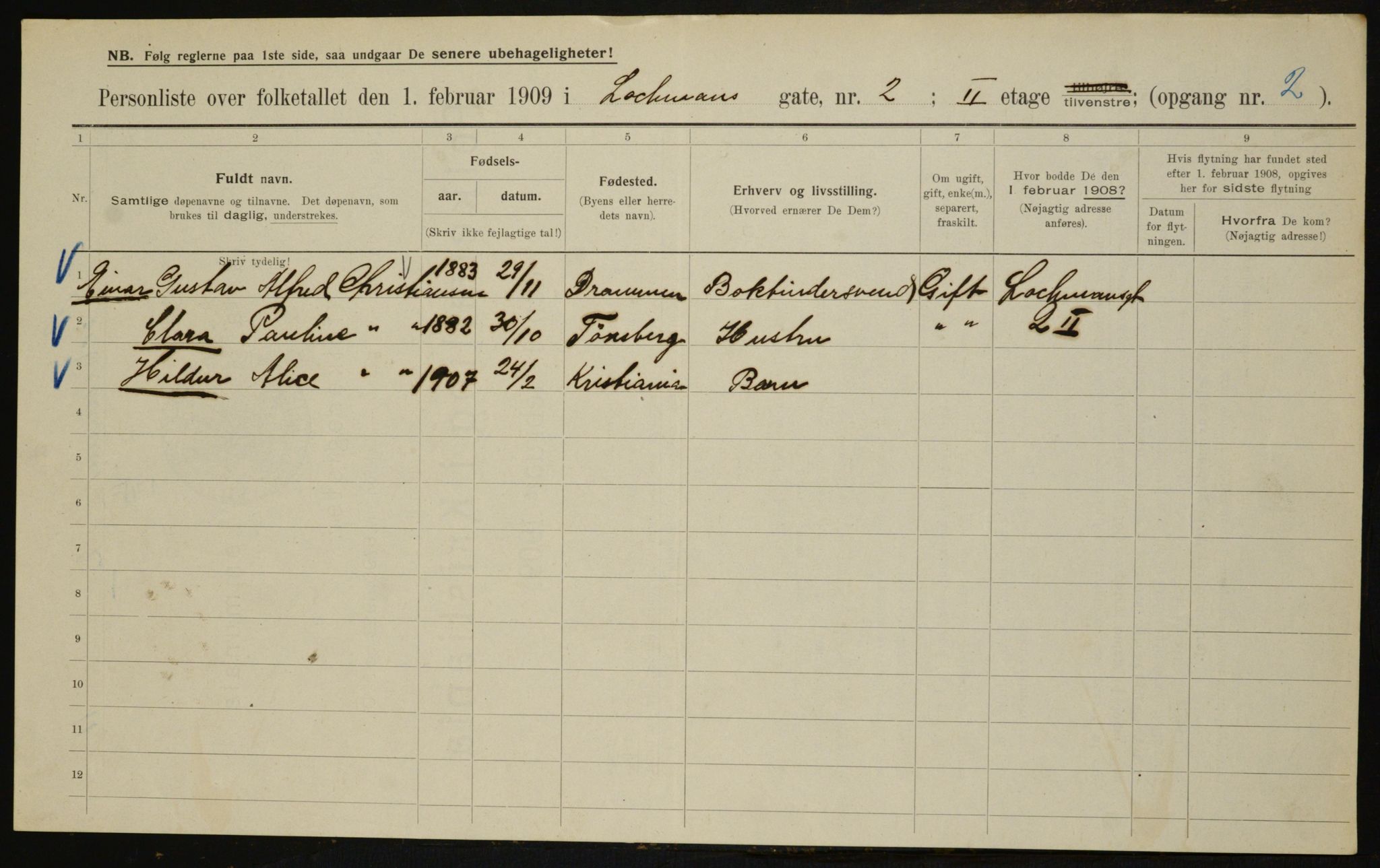 OBA, Municipal Census 1909 for Kristiania, 1909, p. 74134