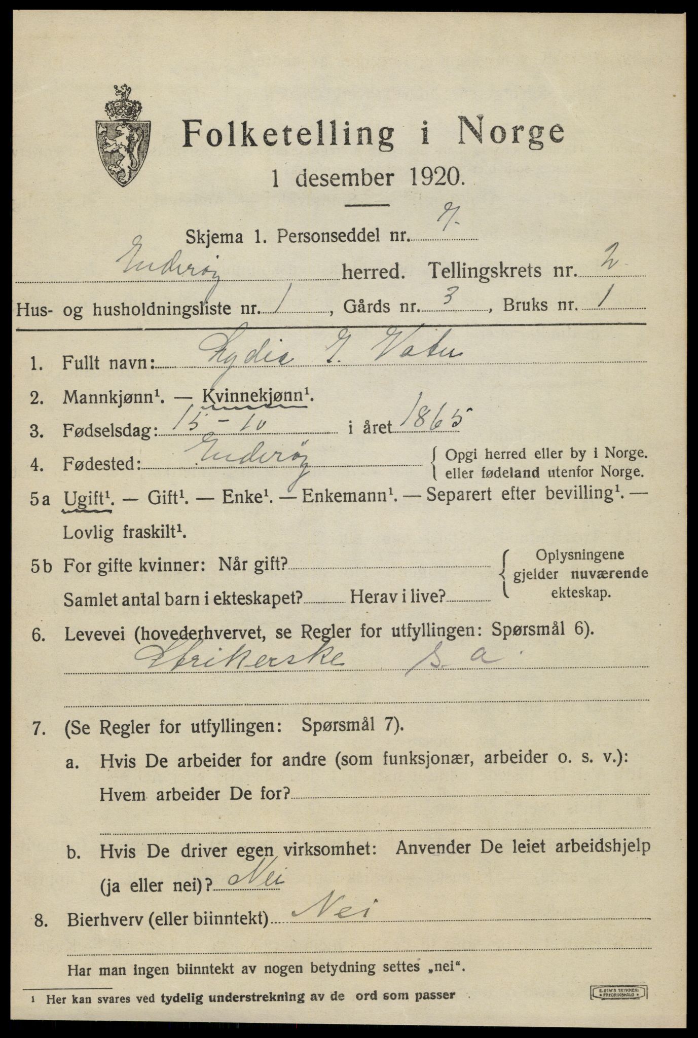 SAT, 1920 census for Inderøy, 1920, p. 1851