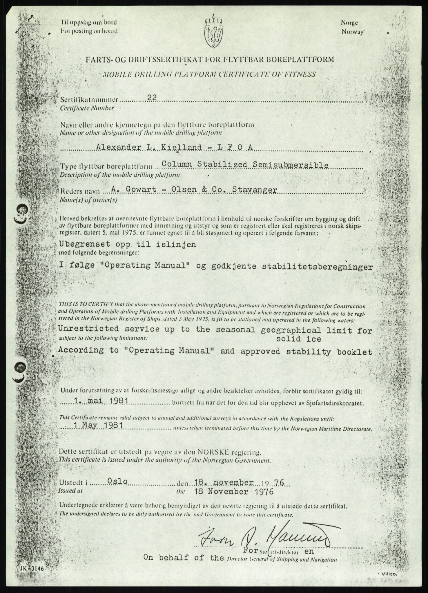 Justisdepartementet, Granskningskommisjonen ved Alexander Kielland-ulykken 27.3.1980, AV/RA-S-1165/D/L0012: H Sjøfartsdirektoratet/Skipskontrollen (Doku.liste + H1-H11, H13, H16-H22 av 52), 1980-1981, p. 549