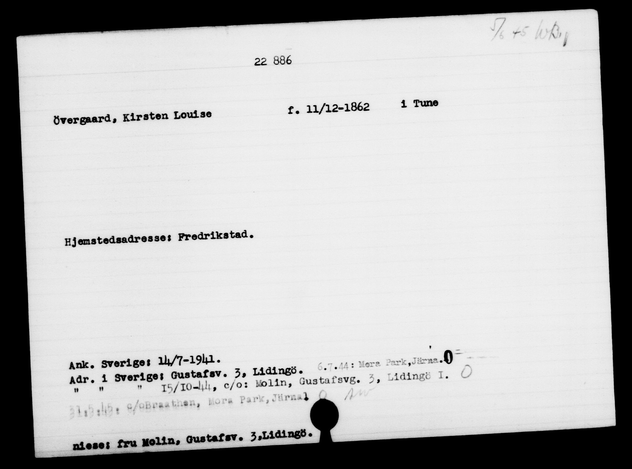 Den Kgl. Norske Legasjons Flyktningskontor, AV/RA-S-6753/V/Va/L0010: Kjesäterkartoteket.  Flyktningenr. 22000-25314, 1940-1945, p. 964