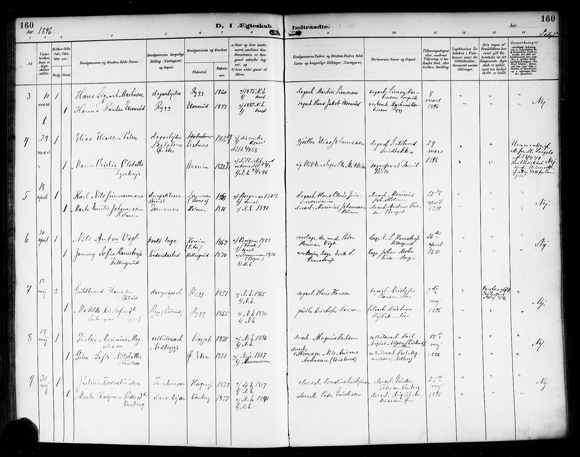 Nedre Eiker kirkebøker, AV/SAKO-A-612/F/Fa/L0004: Parish register (official) no. 4, 1893-1898, p. 160