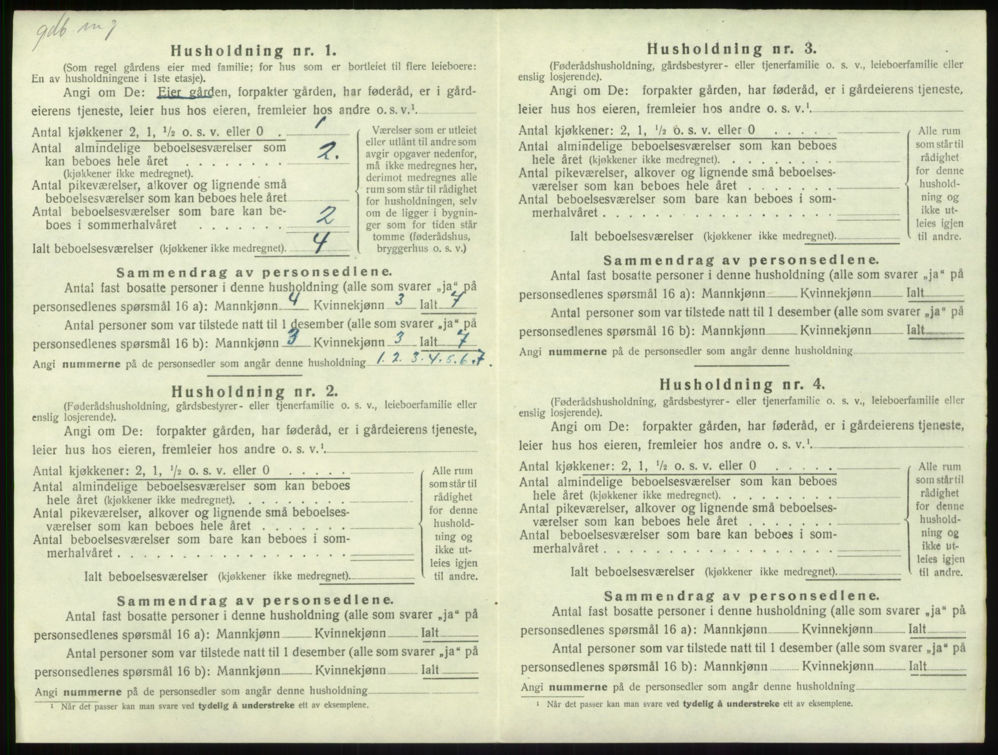 SAB, 1920 census for Balestrand, 1920, p. 280