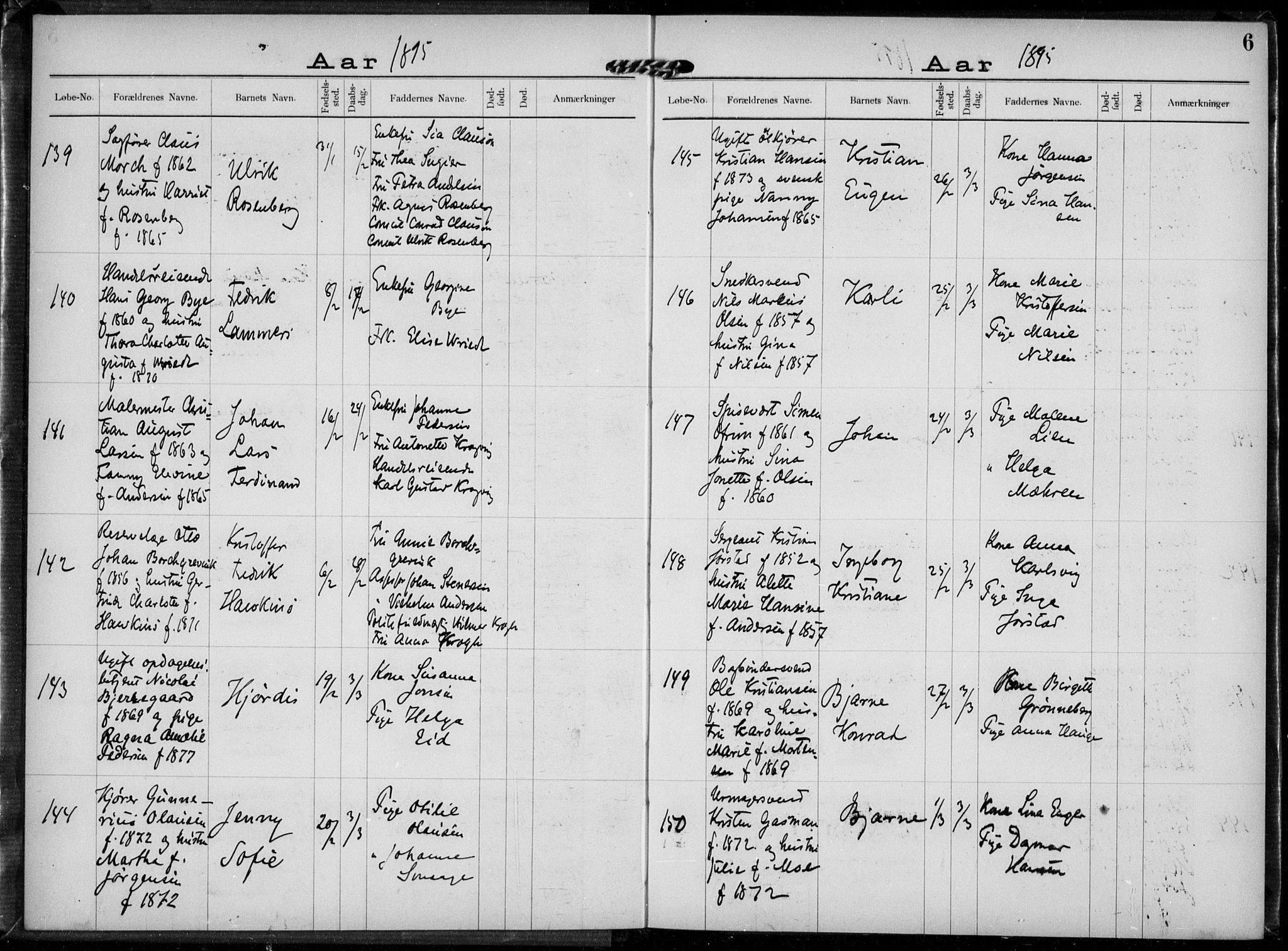 Rikshospitalet prestekontor Kirkebøker, AV/SAO-A-10309b/K/L0004/0002: Baptism register no. 4.2, 1895-1897, p. 6