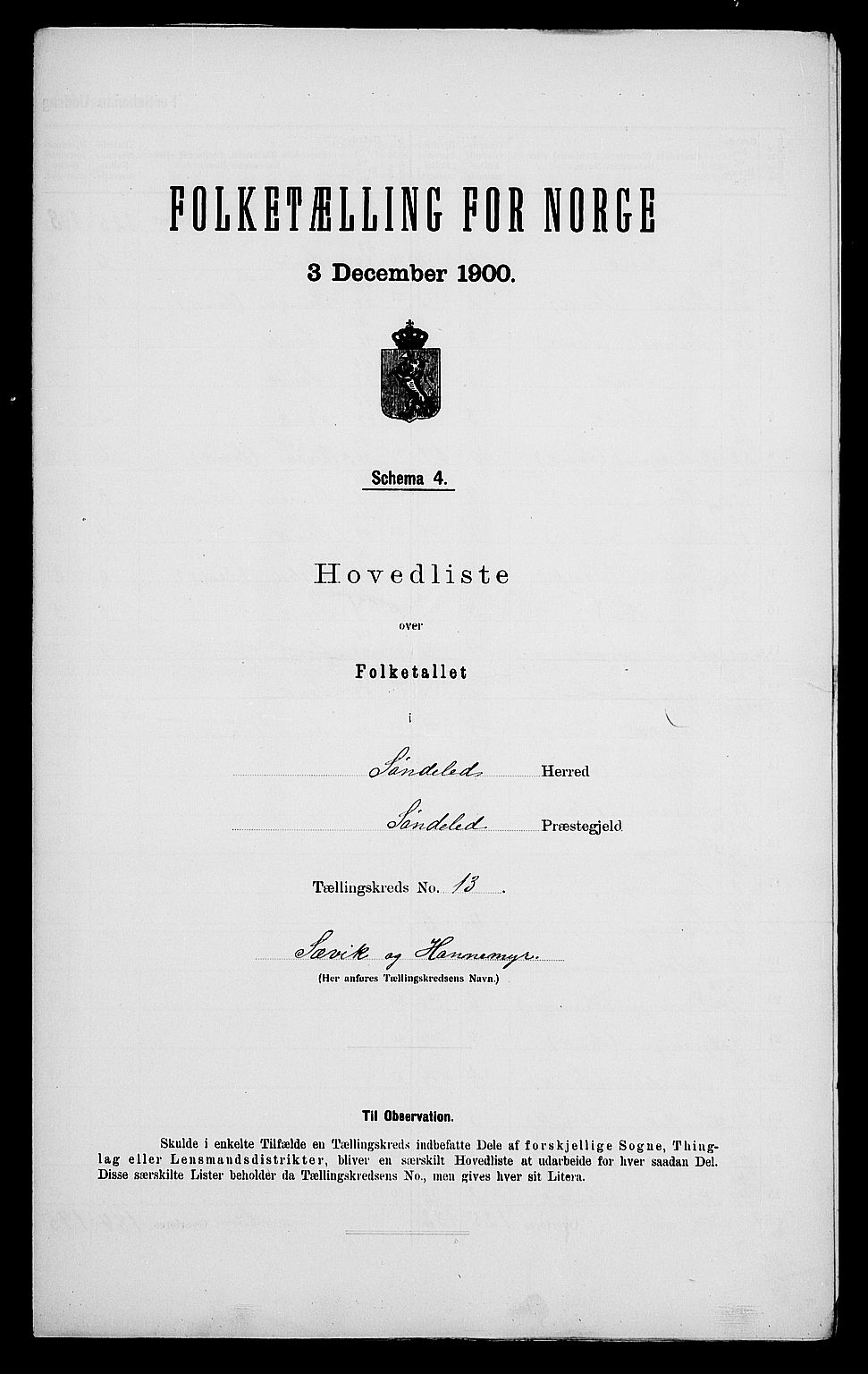 SAK, 1900 census for Søndeled, 1900, p. 65