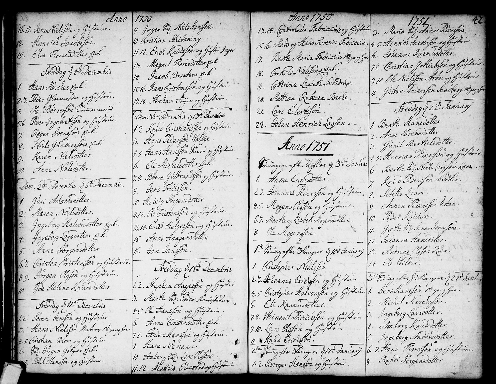 Strømsø kirkebøker, AV/SAKO-A-246/F/Fa/L0008: Parish register (official) no. I 8, 1748-1774, p. 42