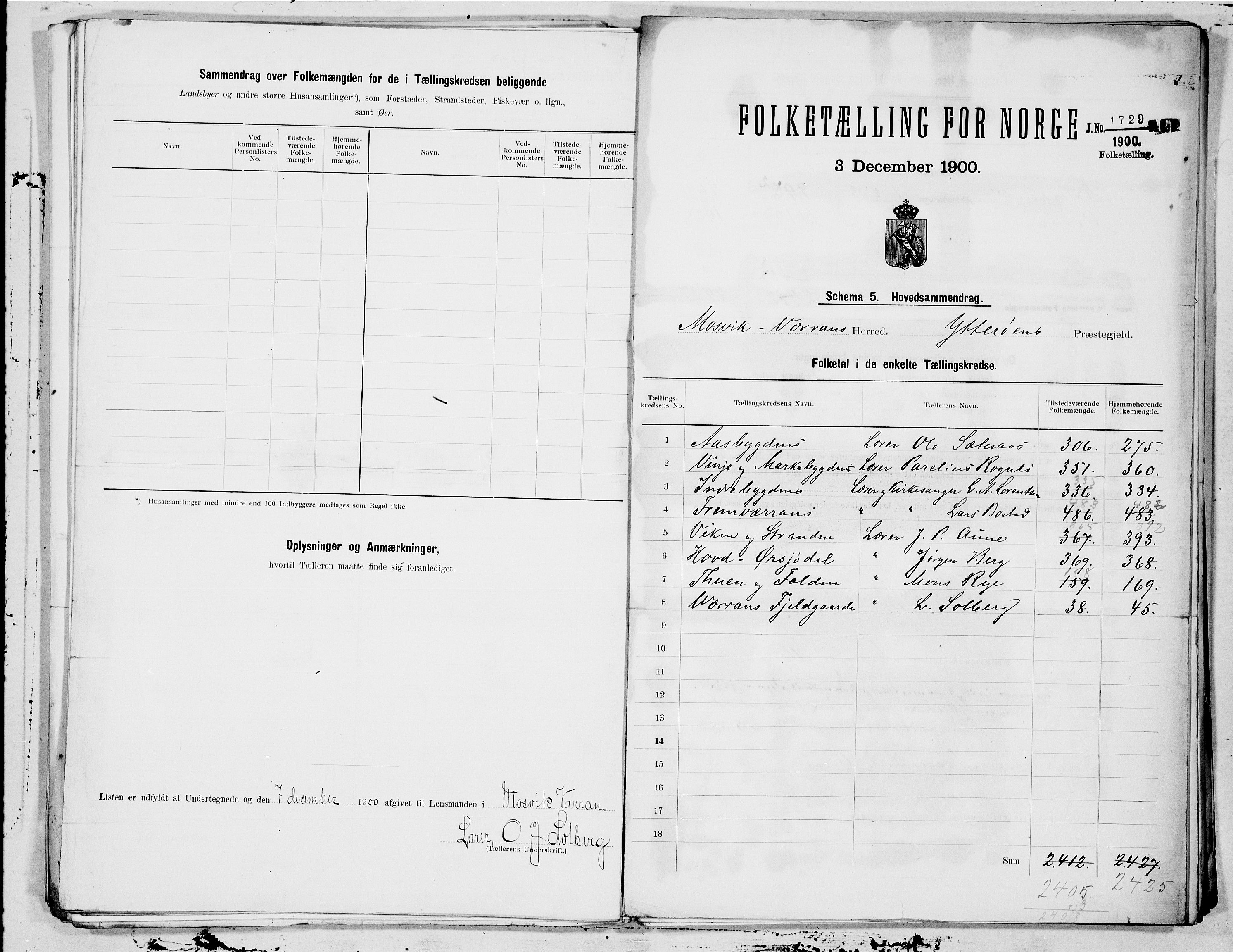 SAT, 1900 census for Mosvik og Verran, 1900, p. 18