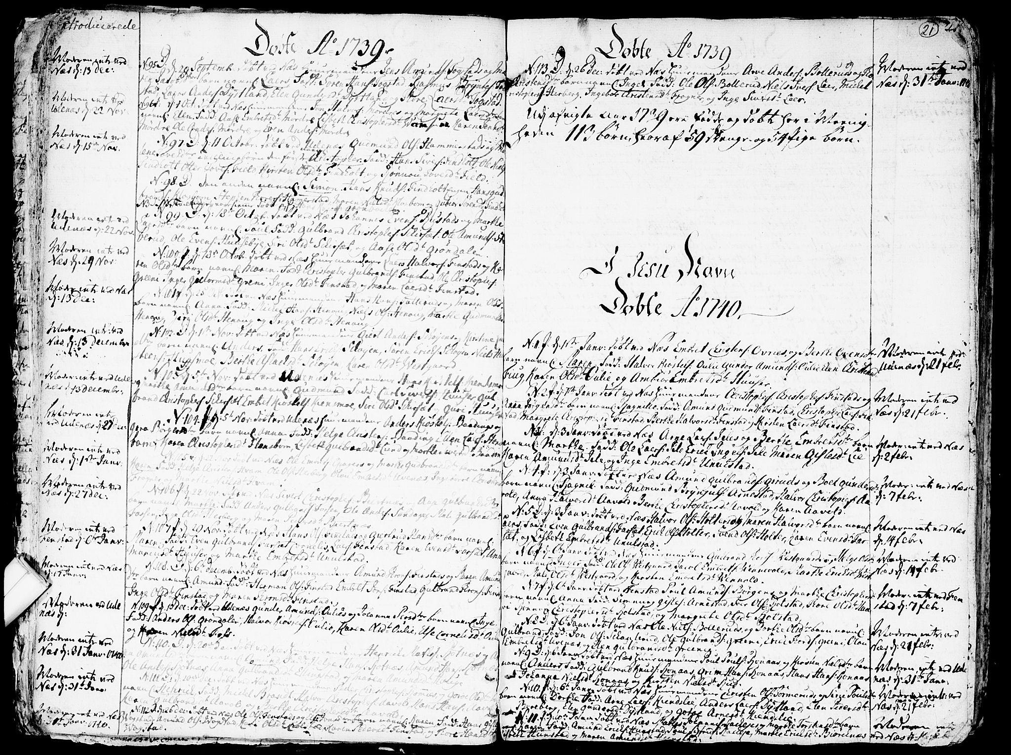 Nes prestekontor Kirkebøker, SAO/A-10410/F/Fa/L0003: Parish register (official) no. I 3, 1734-1781, p. 21