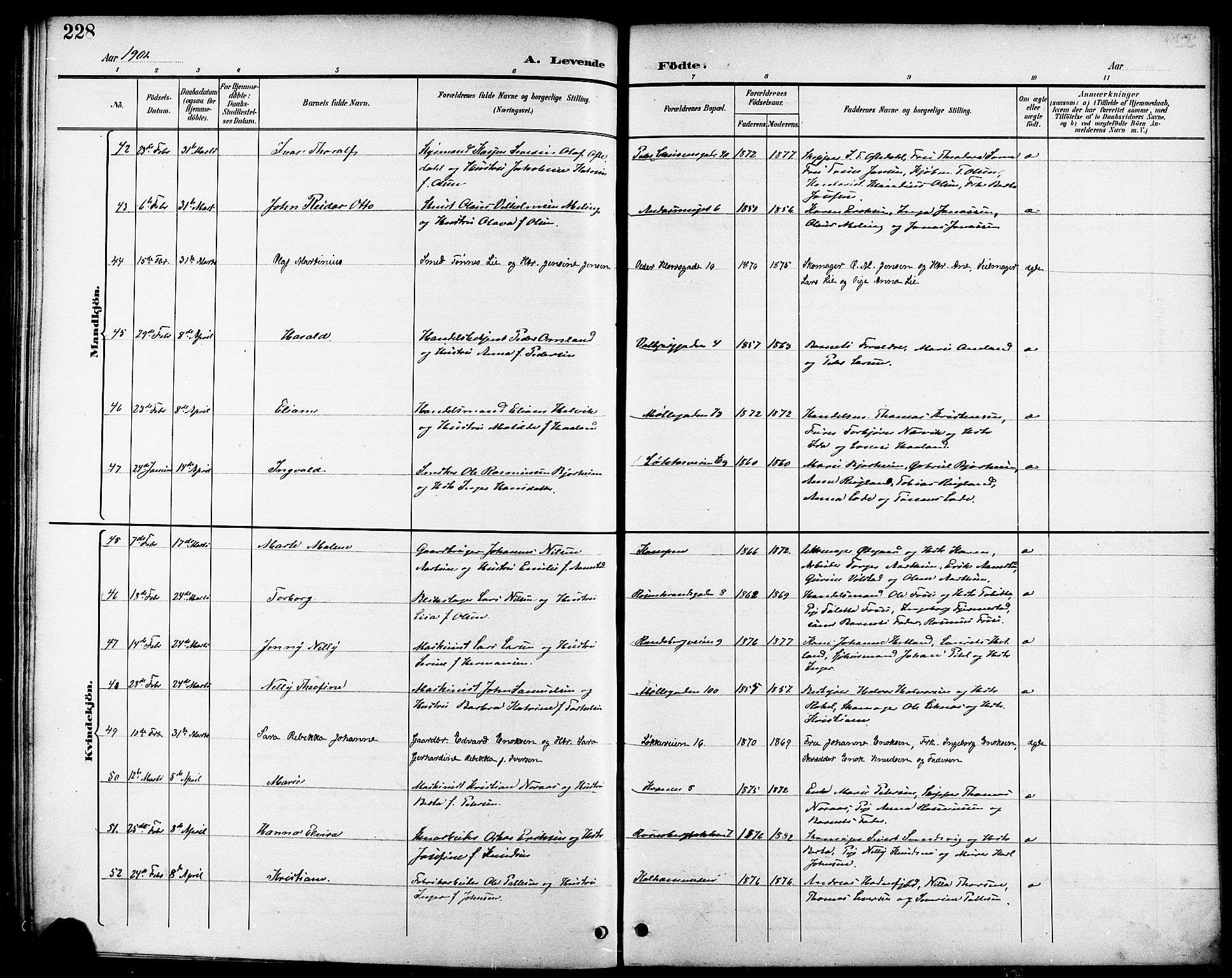 Domkirken sokneprestkontor, AV/SAST-A-101812/001/30/30BB/L0016: Parish register (copy) no. B 16, 1891-1902, p. 228