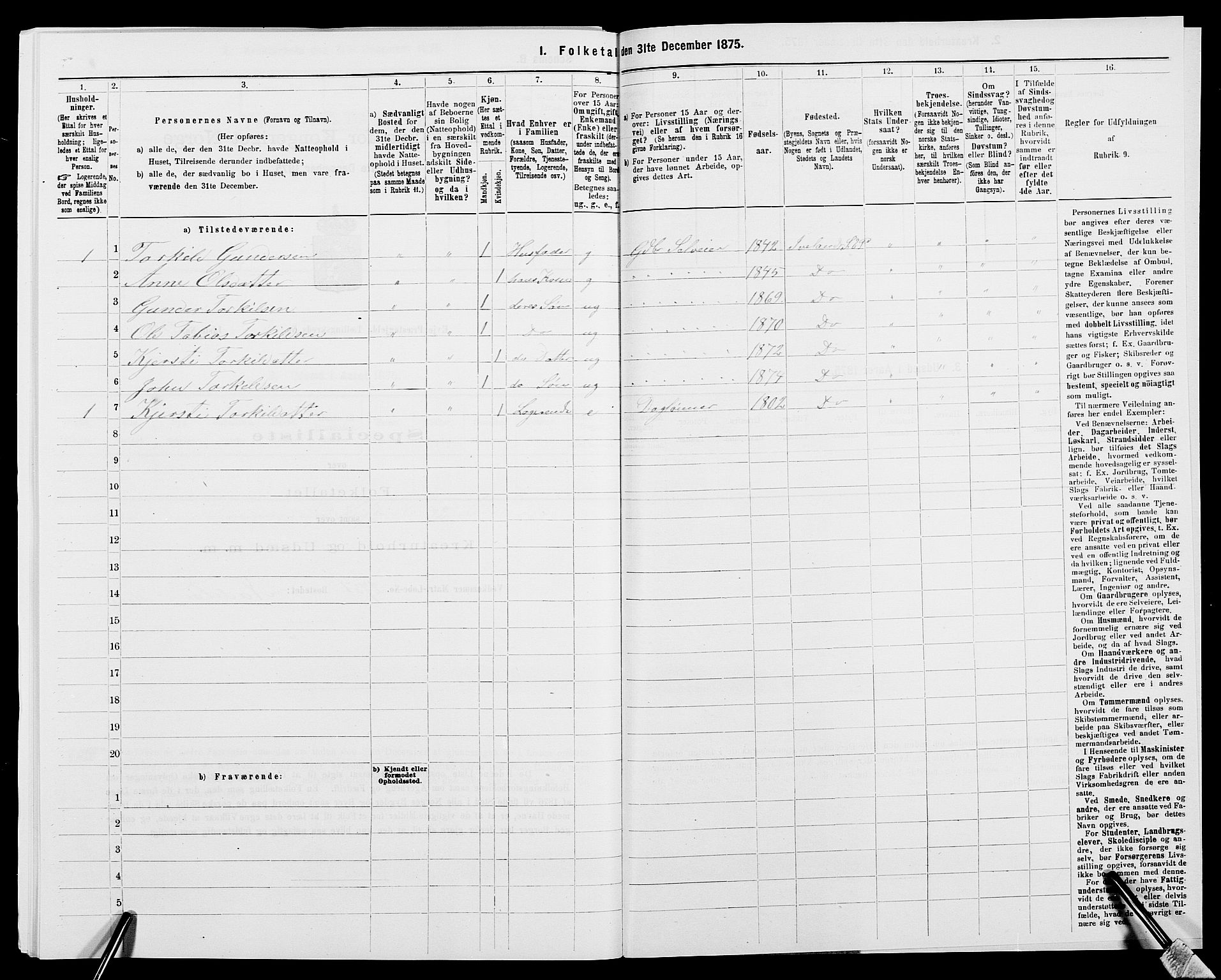SAK, 1875 census for 0934P Evje, 1875, p. 745