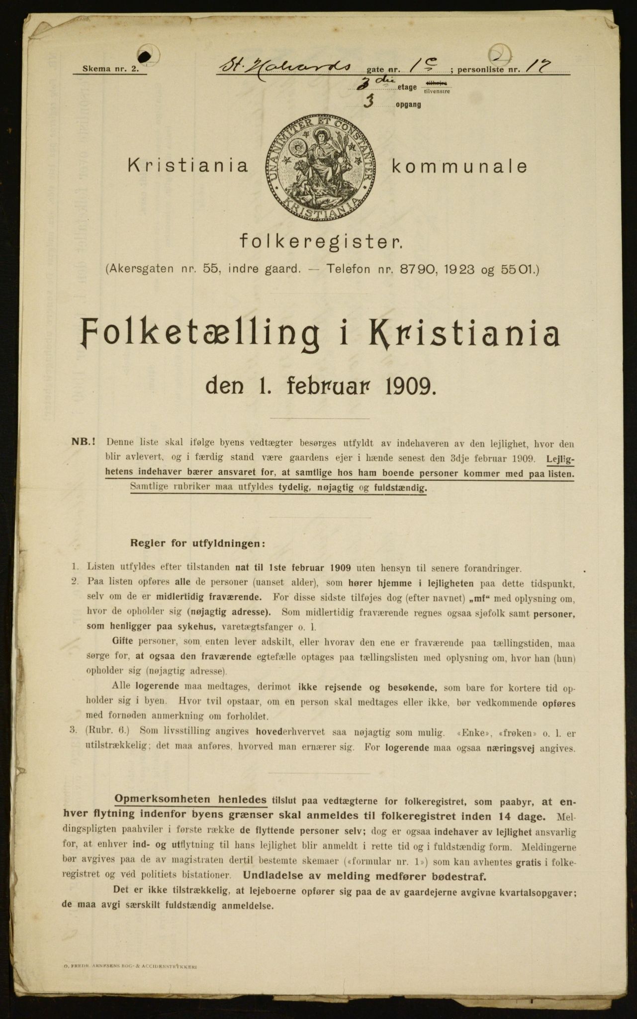 OBA, Municipal Census 1909 for Kristiania, 1909, p. 79475