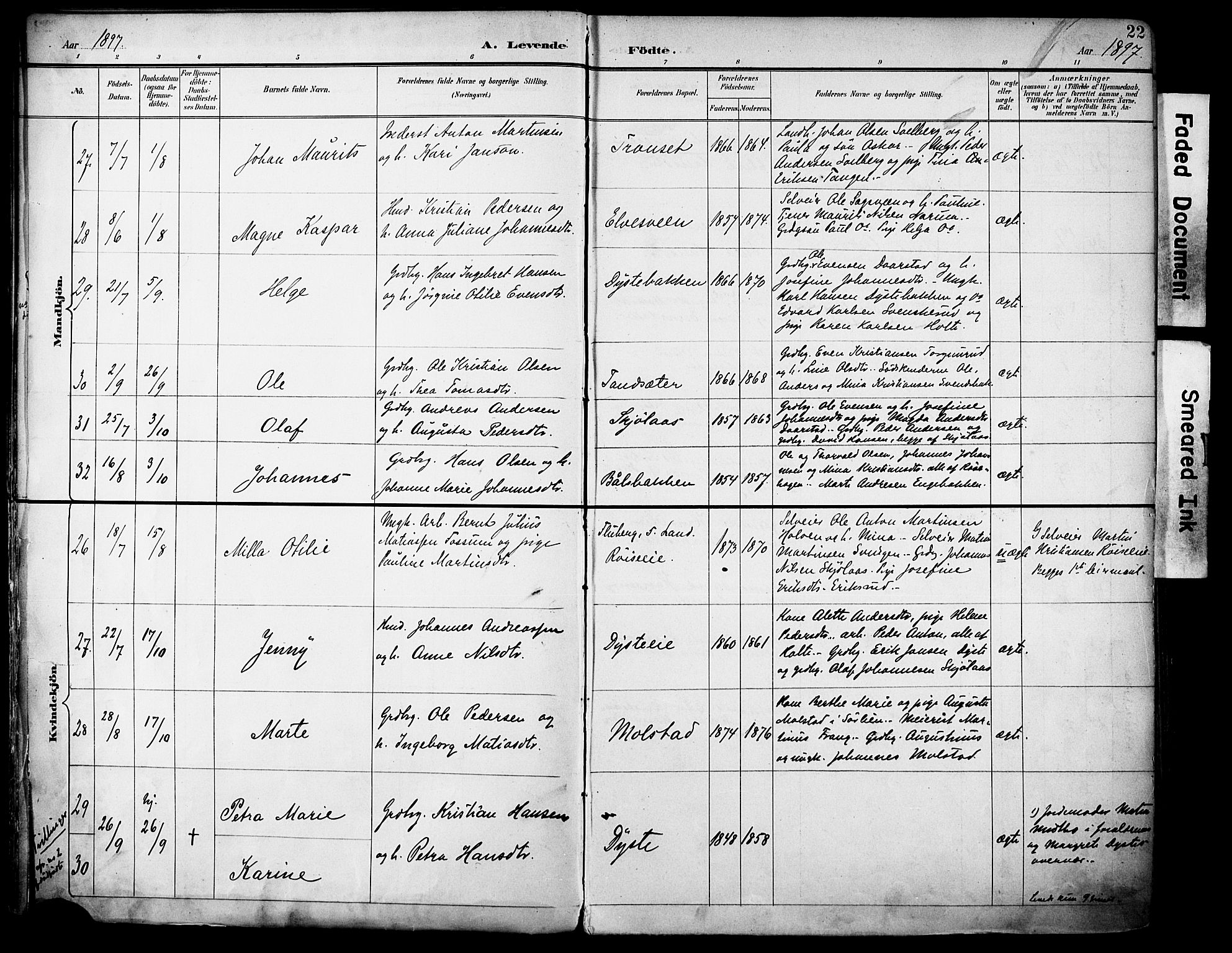 Vestre Toten prestekontor, AV/SAH-PREST-108/H/Ha/Haa/L0013: Parish register (official) no. 13, 1895-1911, p. 22