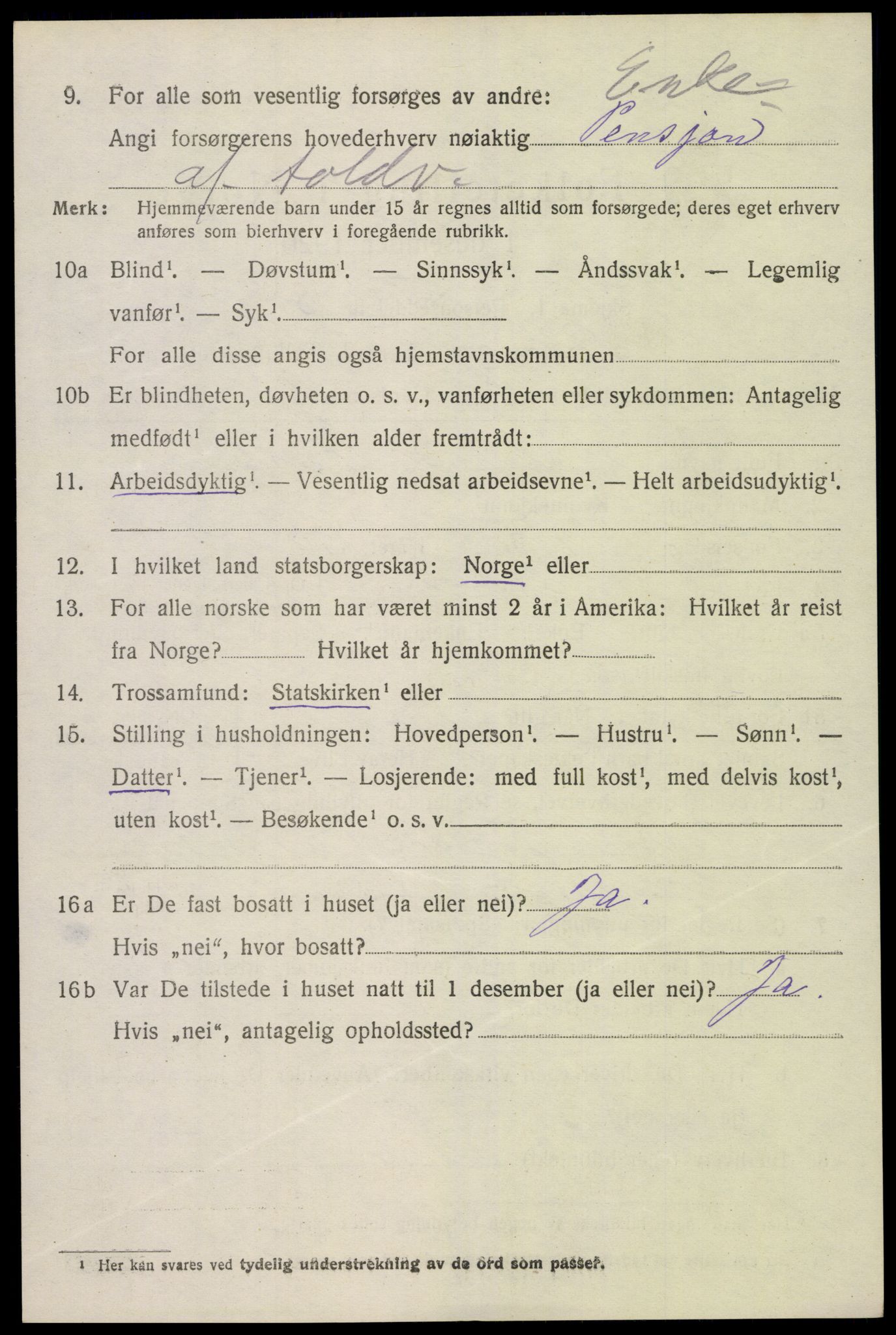 SAK, 1920 census for Tromøy, 1920, p. 1292